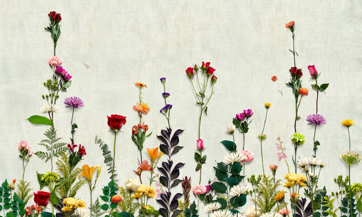 Colorful Botanical Garden Floral Mural