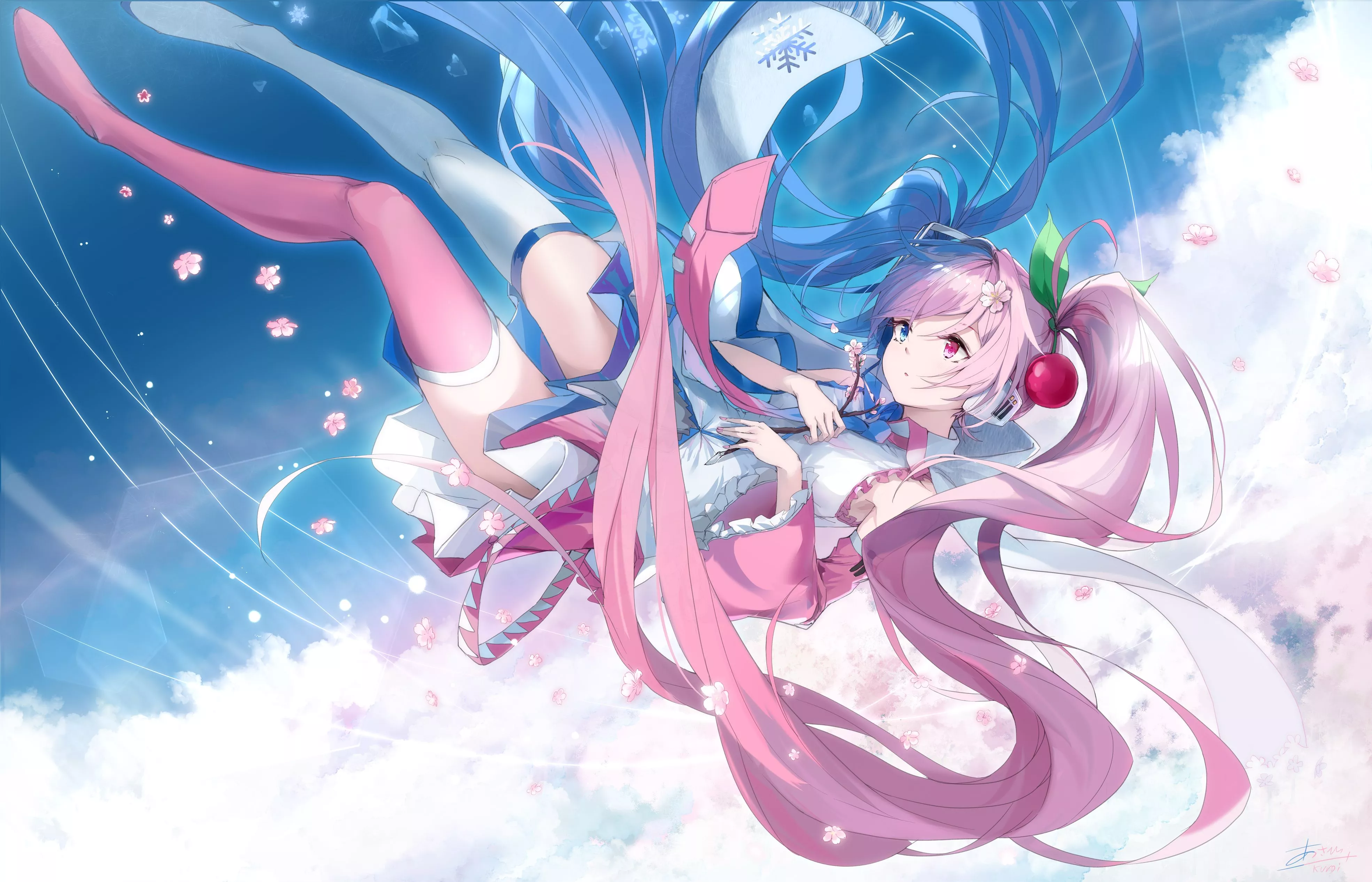 Sakura Miku 4K: Vocaloid Skydance. Hatsune Miku Pink Blossom 4K. Sakura Cloud Waltz 4K