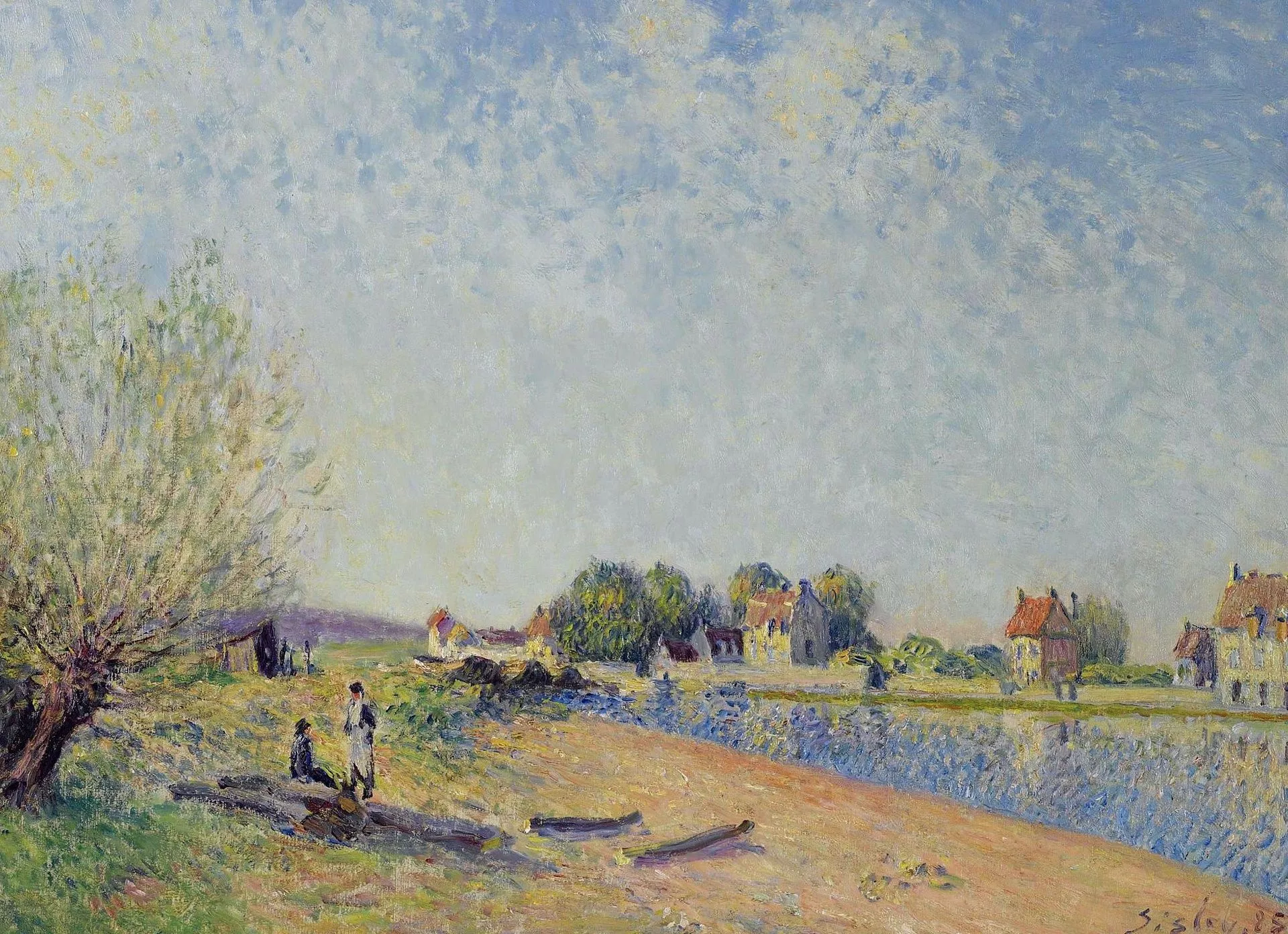 Wallpaper landscape, house, river