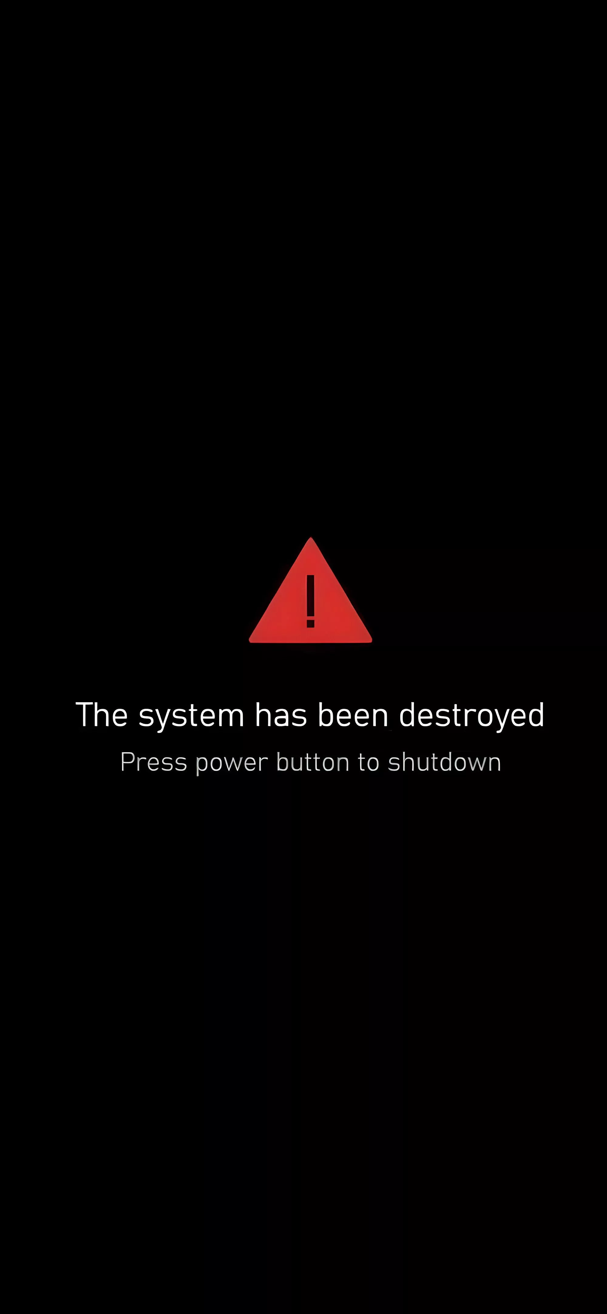 System Destroyed Error Screen Black