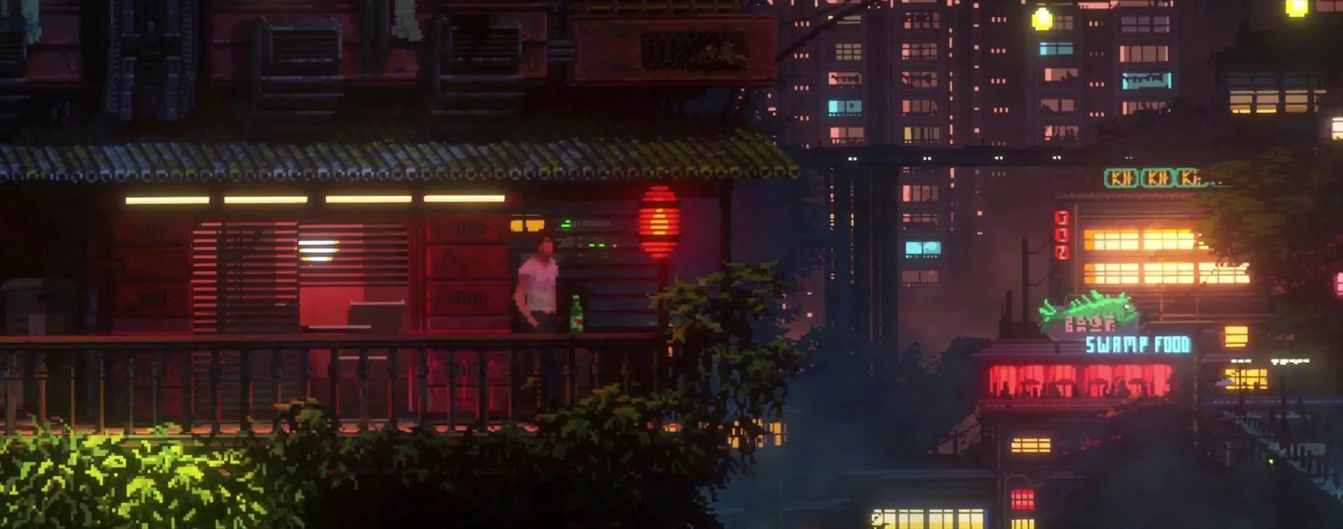 Ultrawide Cyberpunk Male On Balcony