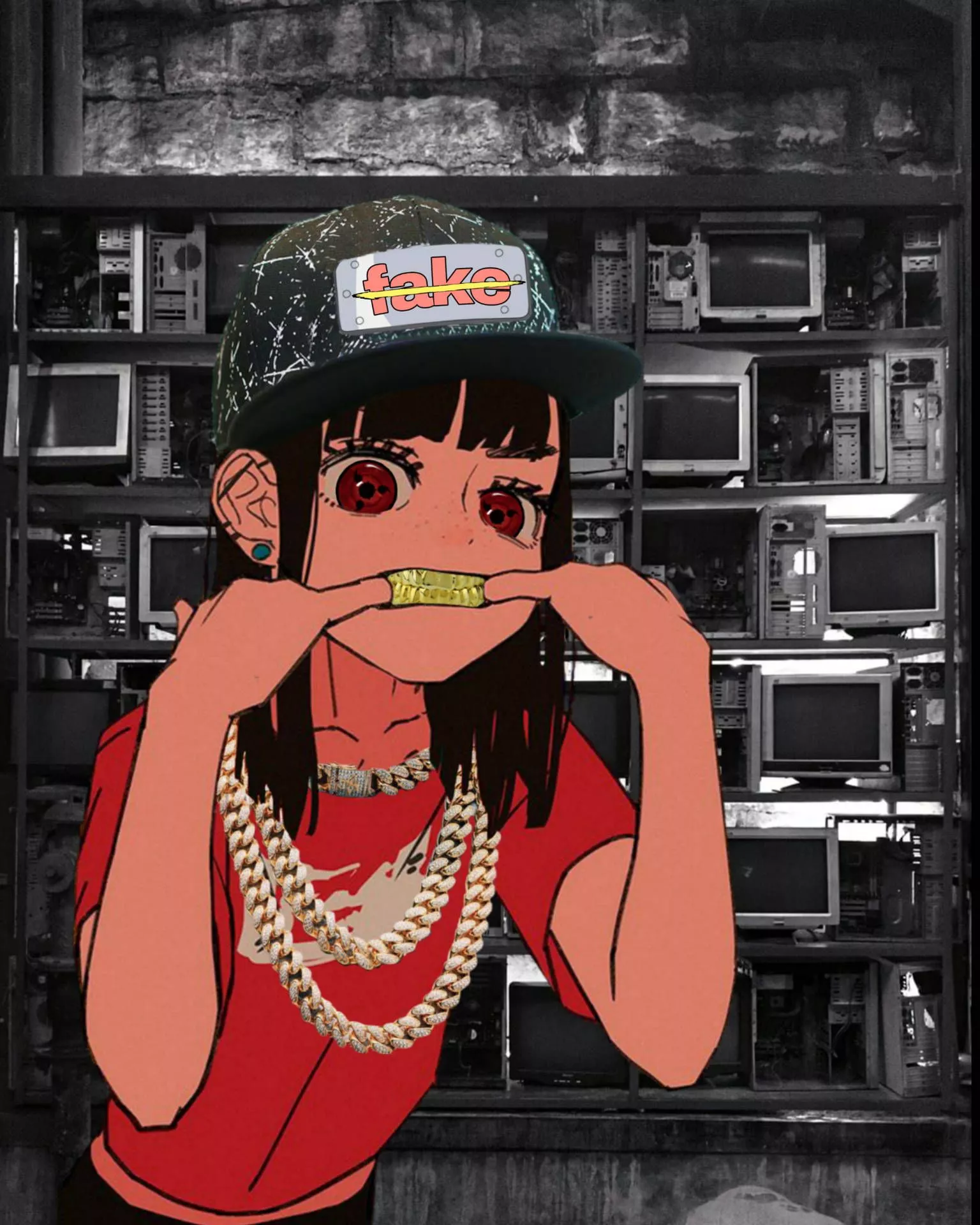Blinged Out Girl Gangster Cartoon