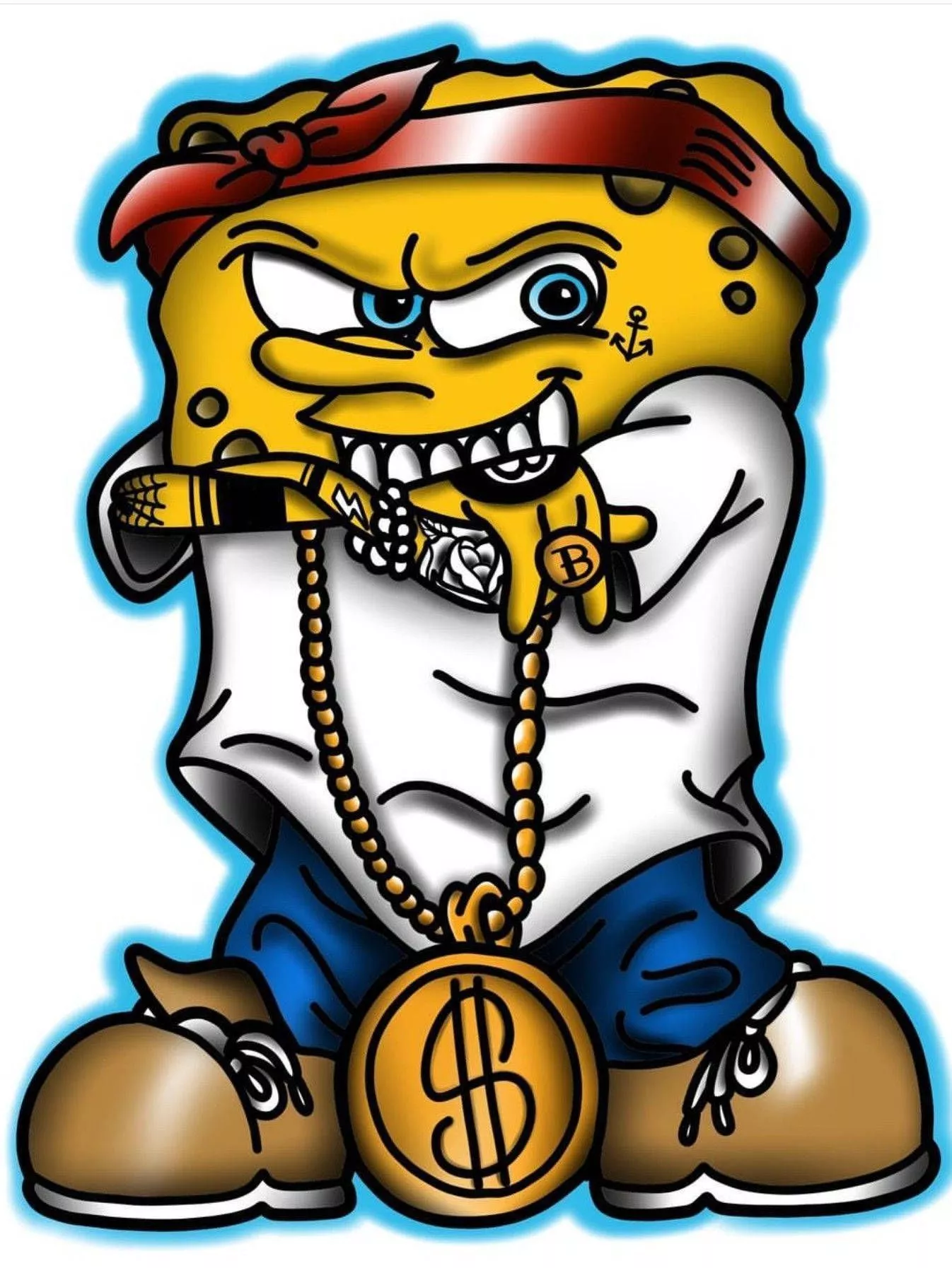 Blinged Up Spongebob Gangster Cartoon