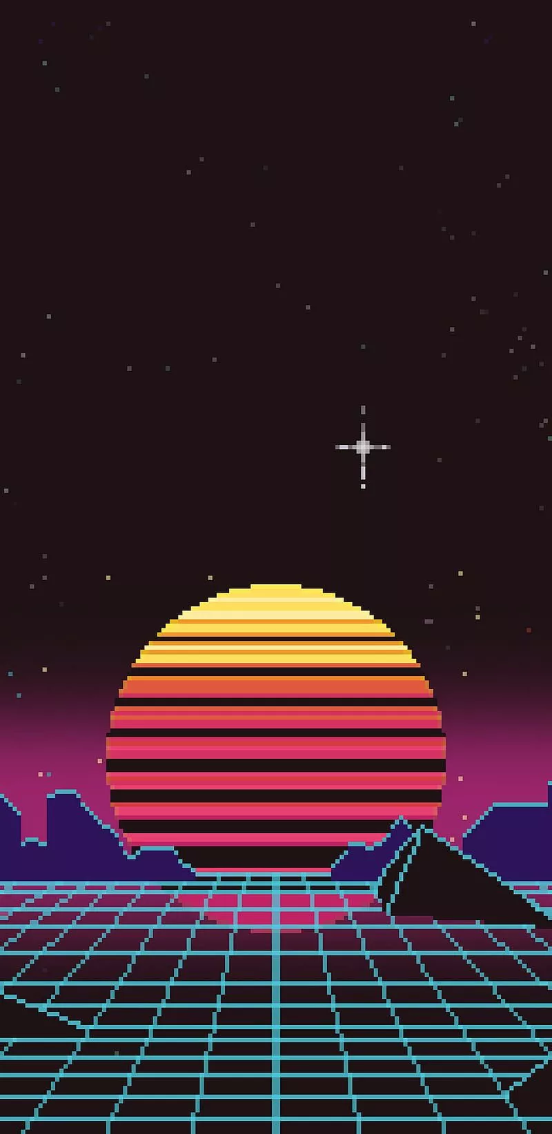 Retro Pixel Sunset, 8 bit, 80s, 8bit