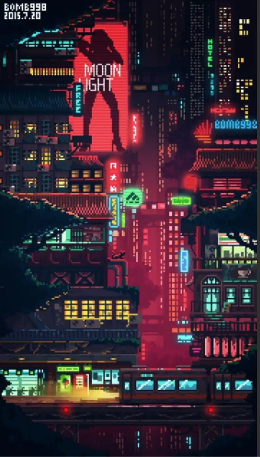 Cyberpunk Pixel Art, pixel art phone HD