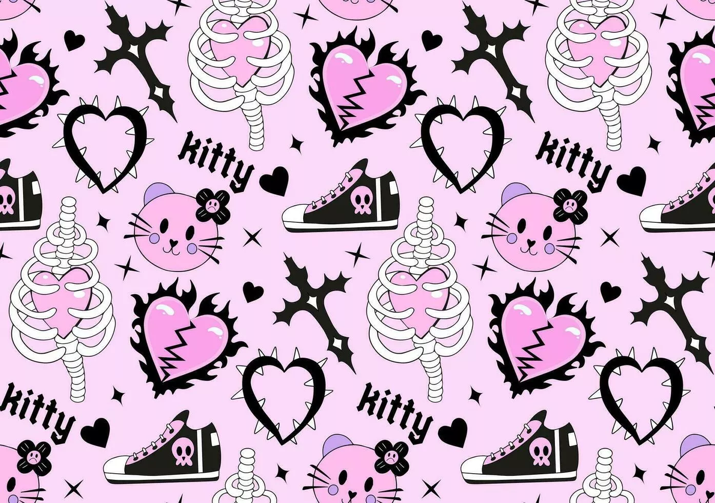 Y2k emo girl glamour pink seamless