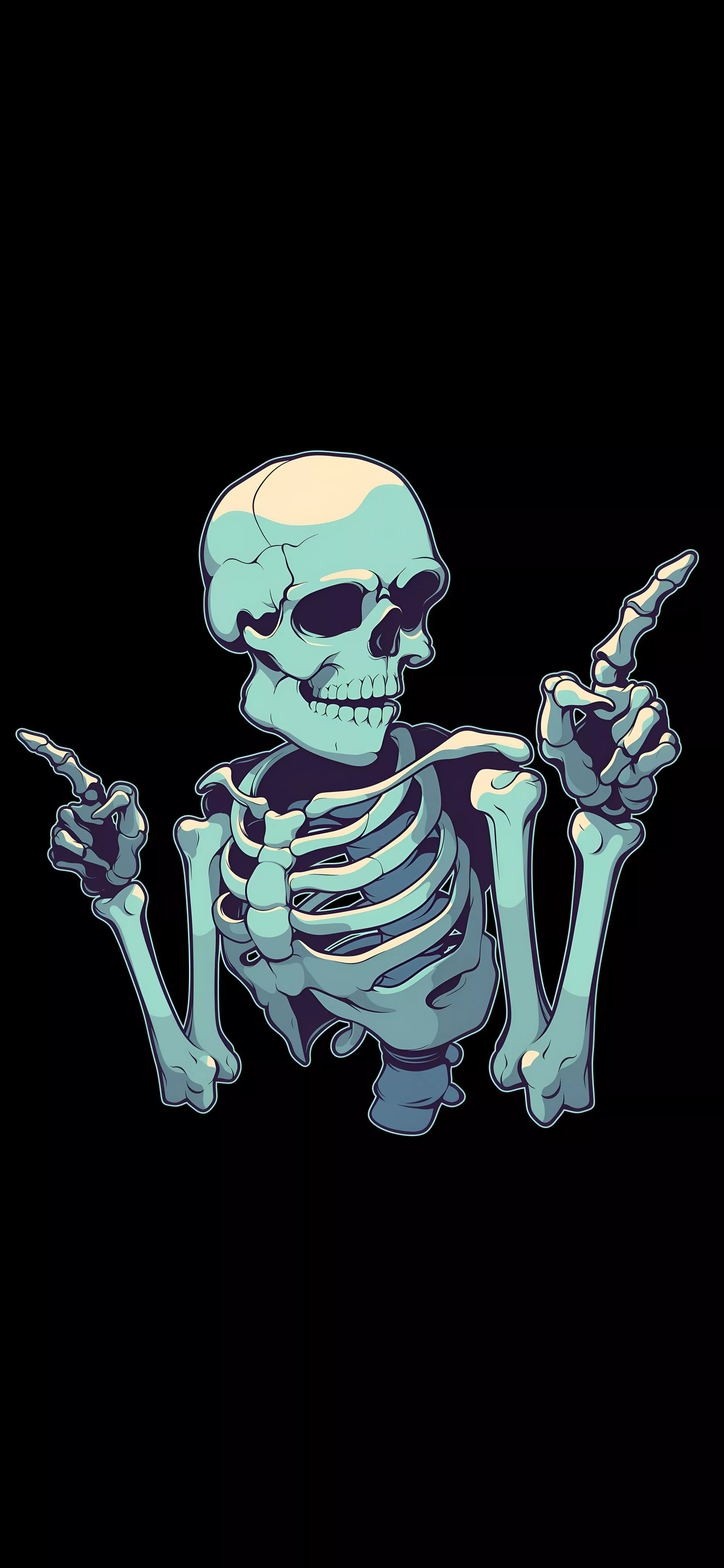 Retro Cartoon Skeleton Black Wallpaper