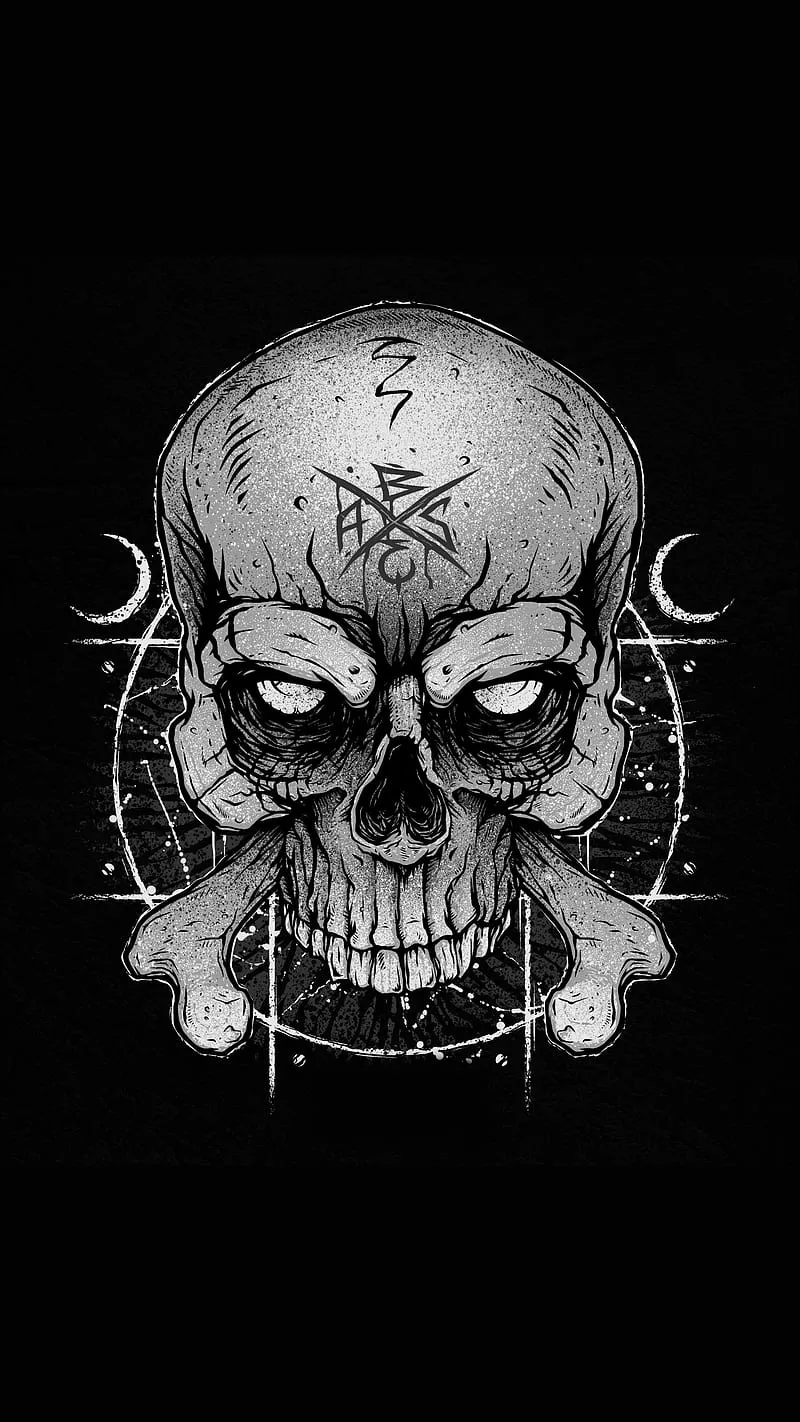 Skull, art, cartoon, horror, lockscreen