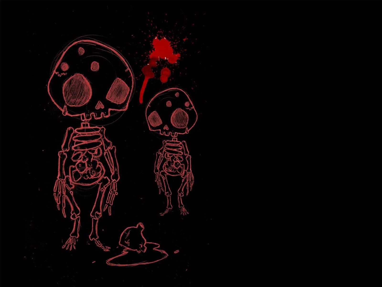 Skeleton Mushroom Art HD Wallpaper