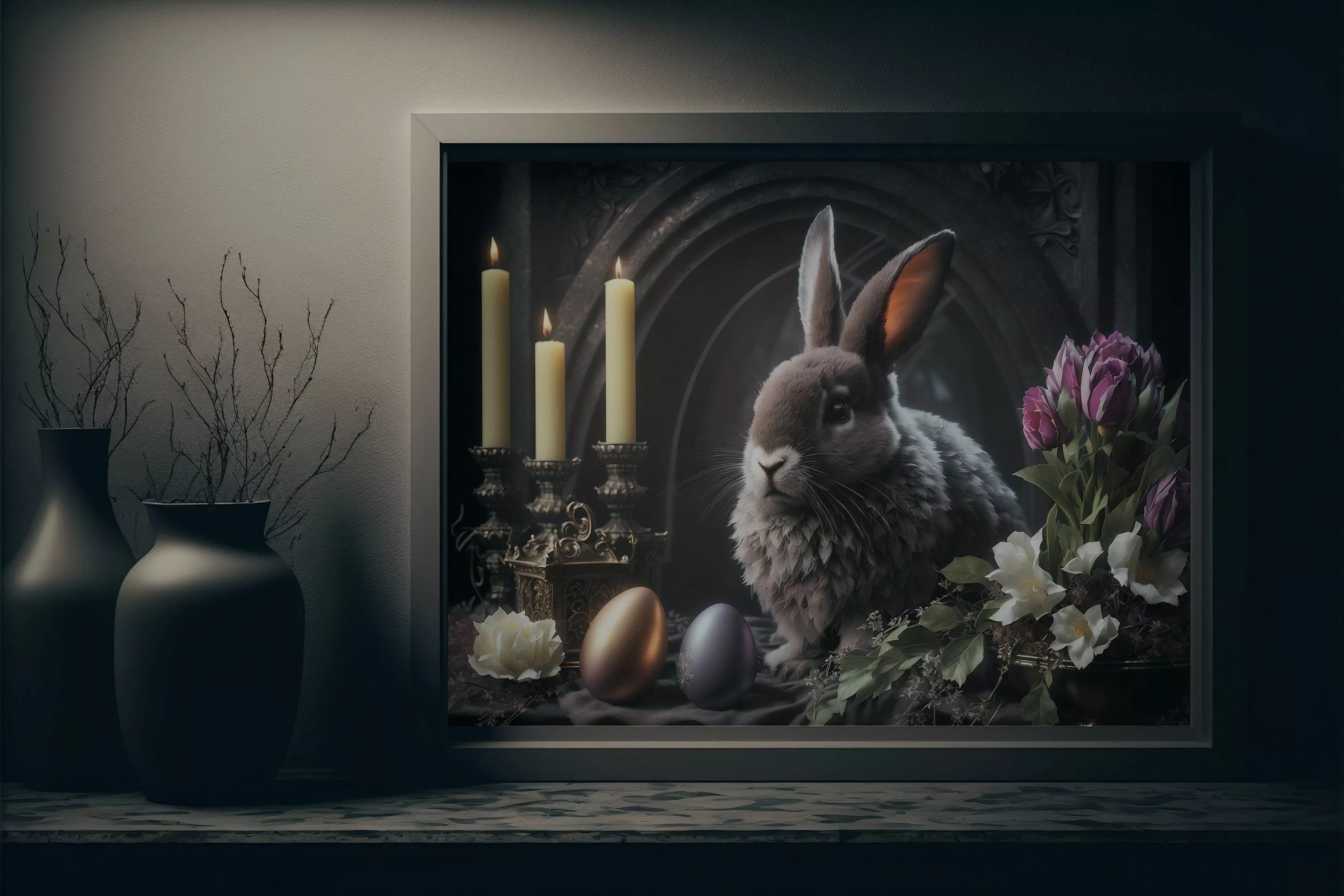 Dark Gothic Easter Bunny Digital Papers