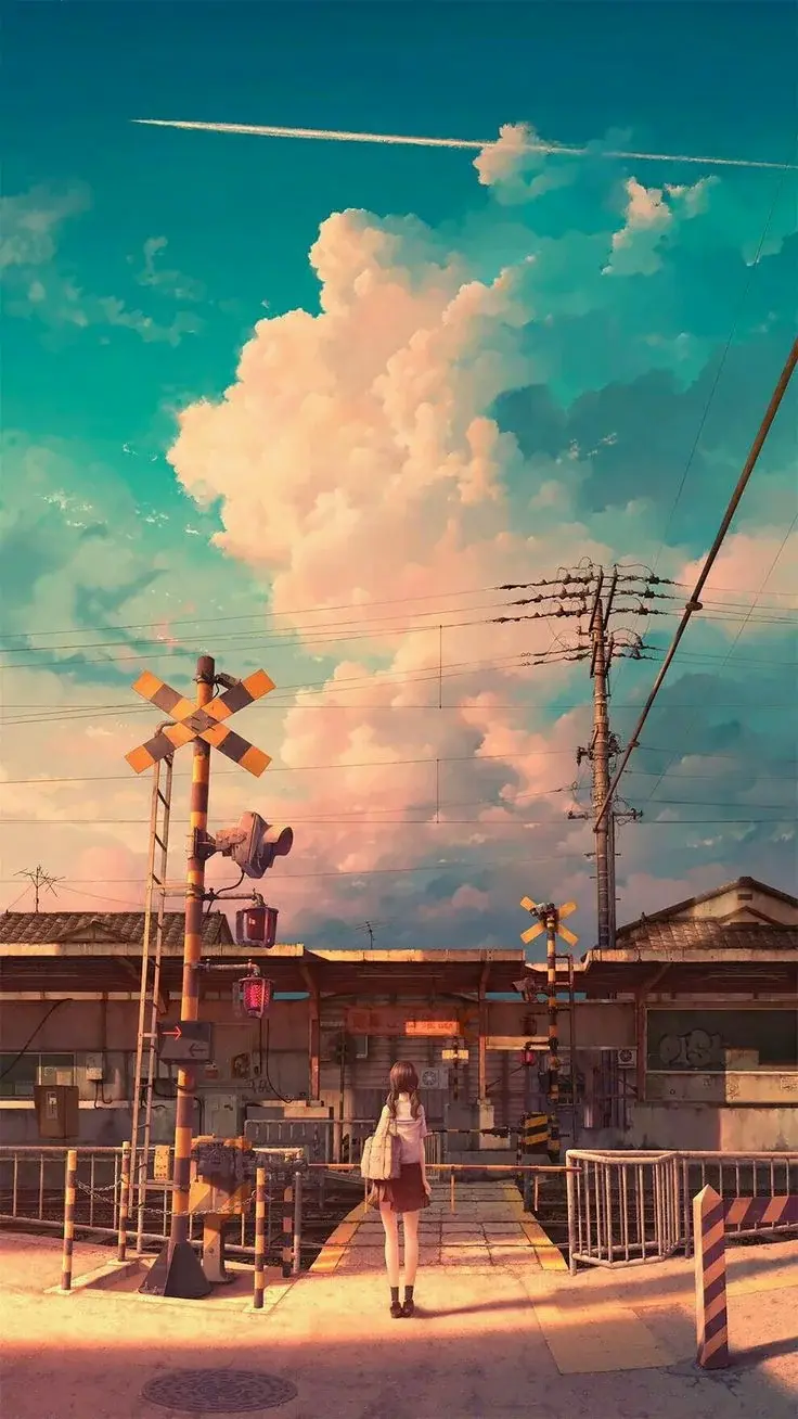 Anime Girl Goes To The Train Station Dramatic Clouds Most Popular Download Free Wallpaper For IPhone 12 13 14 15 16 Pro Max And Android