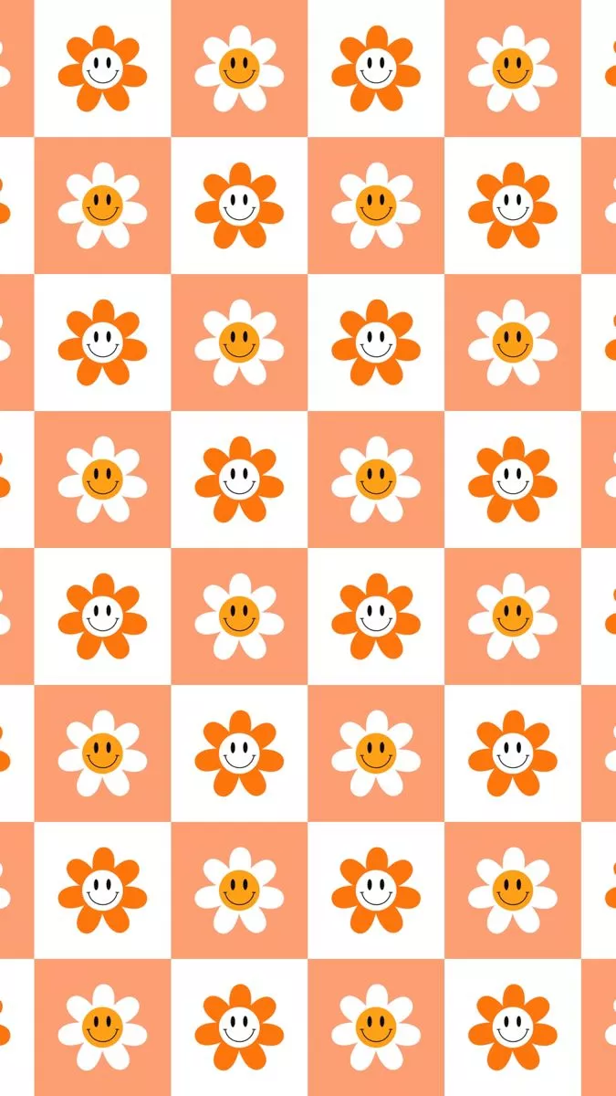 Checkered Flower Wallpaper, Cute