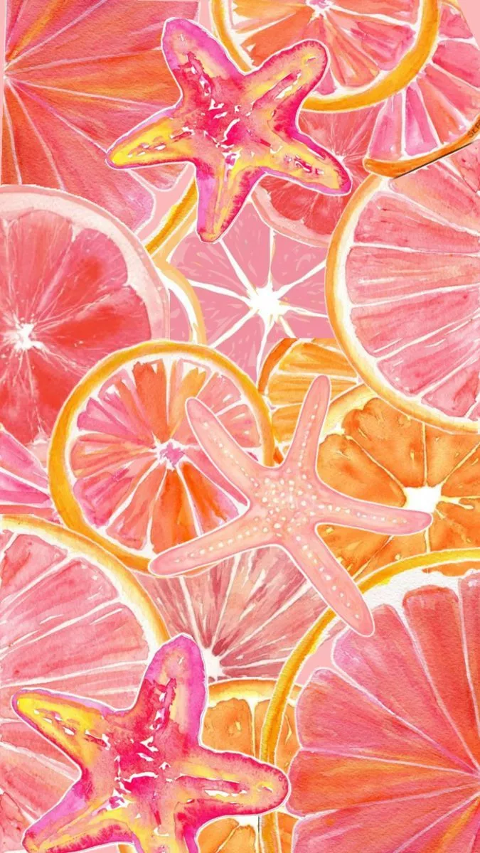 pink, phone, wallpaper, background, summer, beachy, lemon, grapefruit, lime, lemon, orange