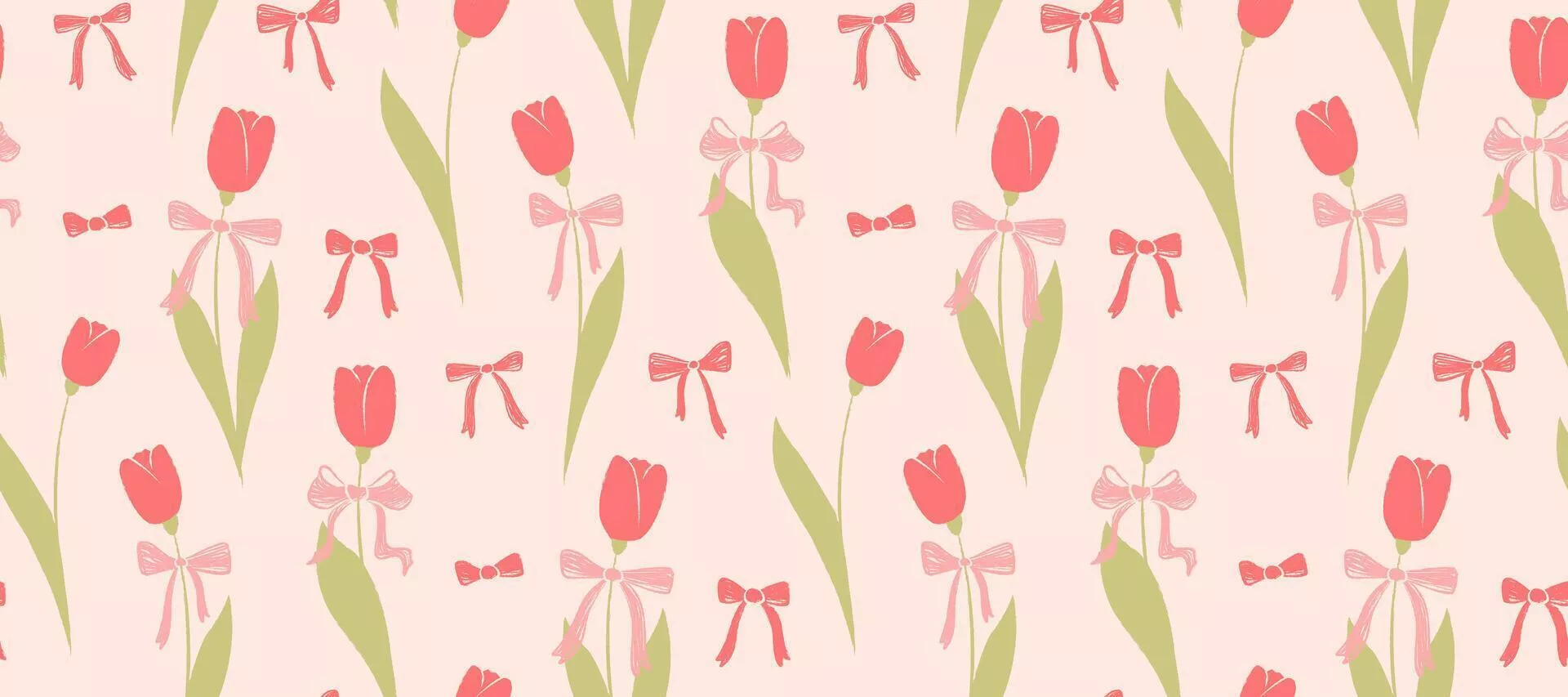 Seamless pattern with hand drawn tulips