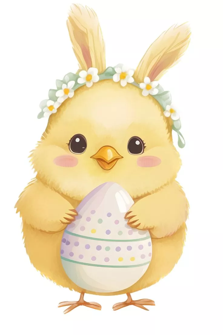 Cute Adorable Easter Chick Watercolor