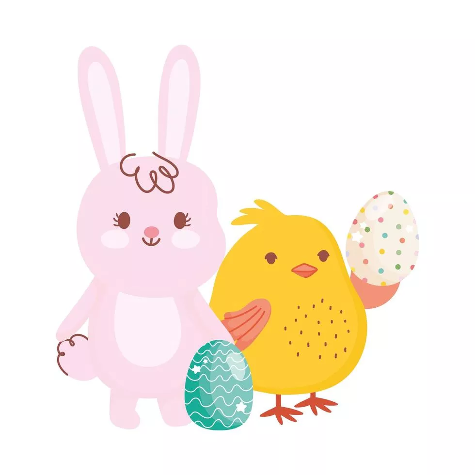 happy easter cute bunny chicken