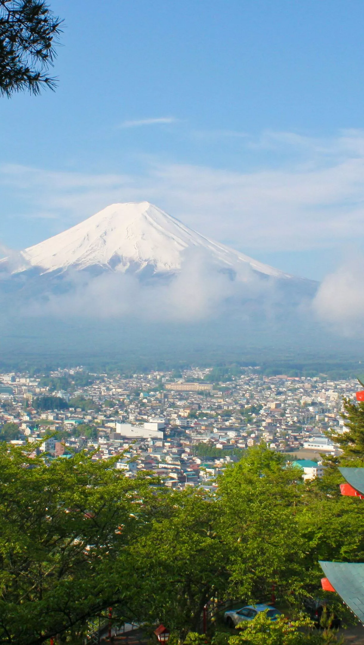 Mount Fuji With Pagoda 4K Wallpaper