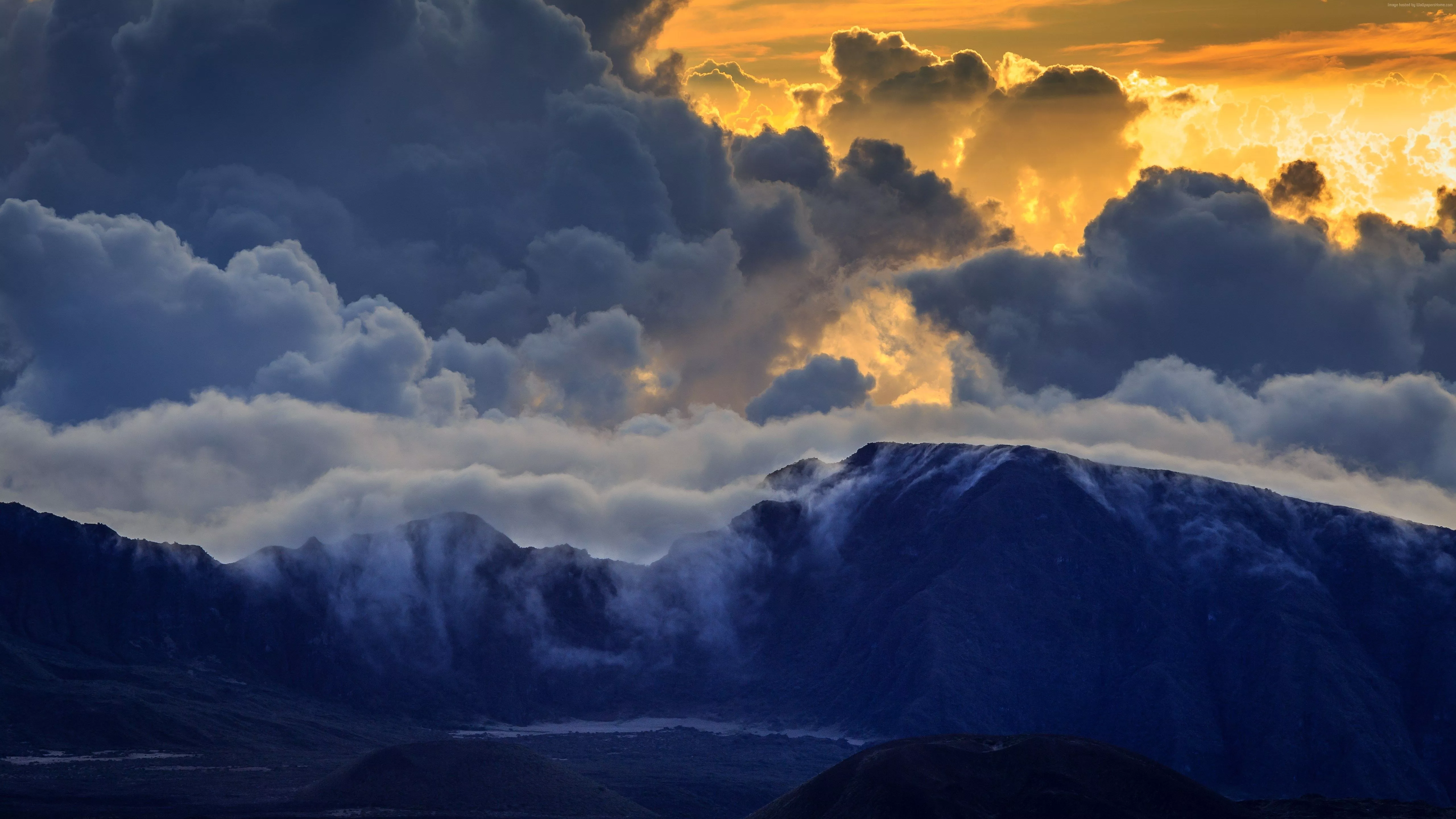 Maui Mountain Volcano Island Clouds
