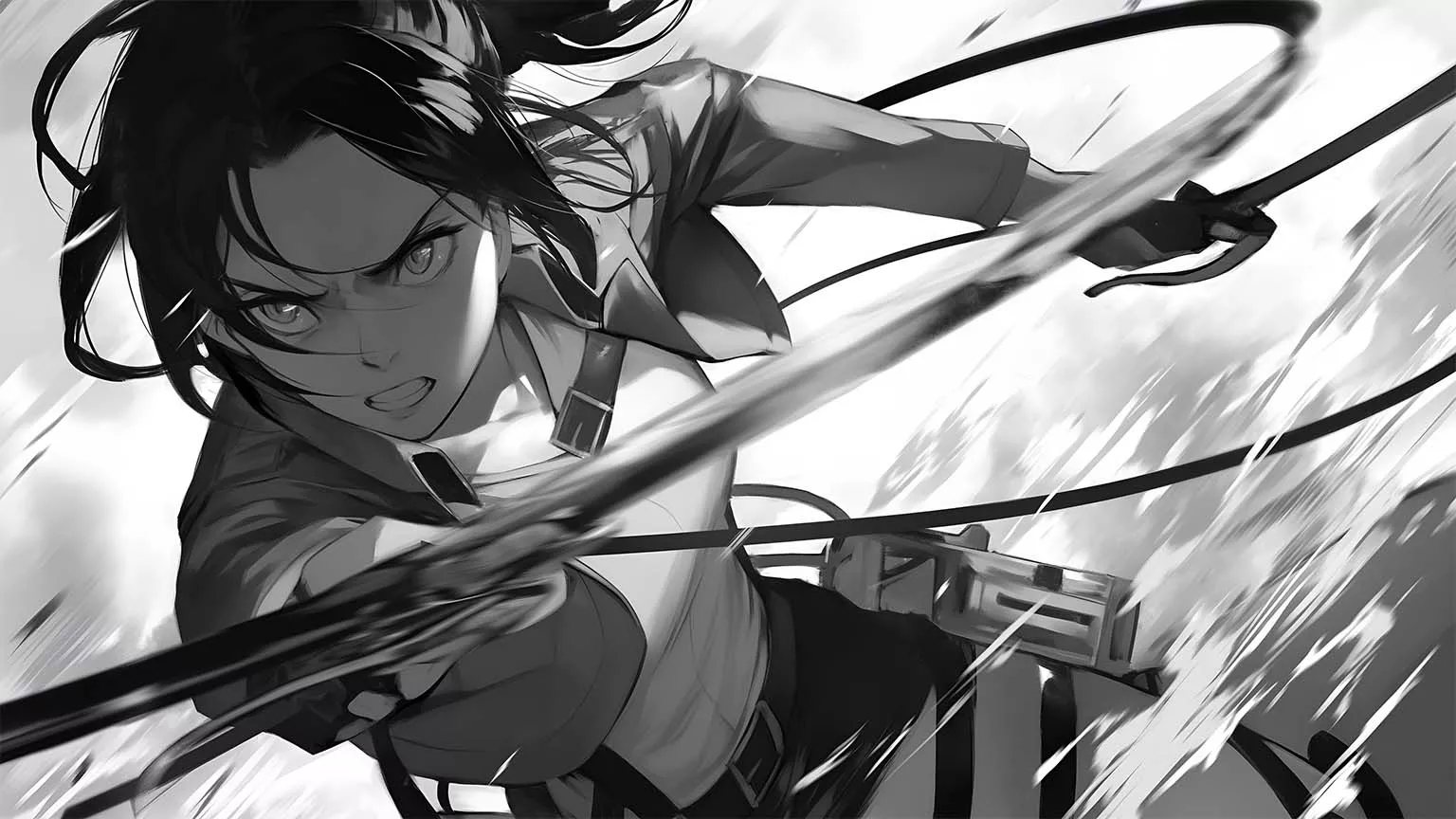 Attack On Titan Mikasa B & W Manga