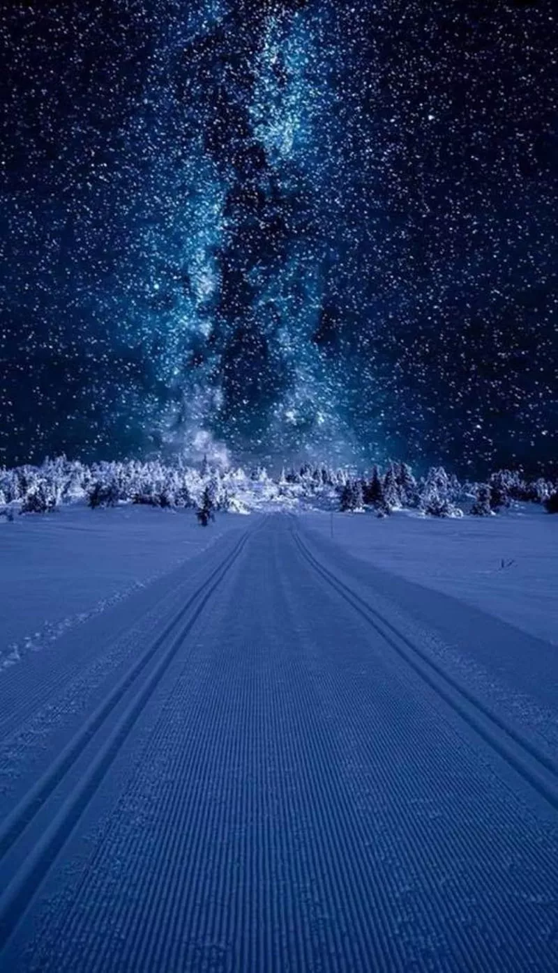 Winter Night, starry, stars, HD phone