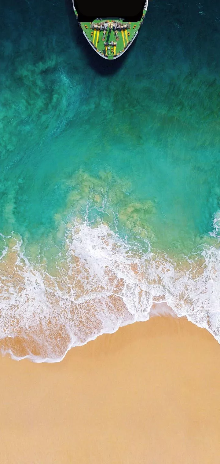 4k iPhone Ship On Beach Aerial View