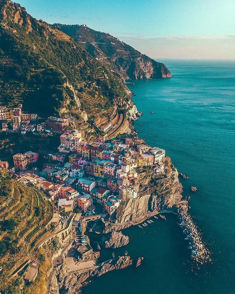 City, rocks, mountains, sea, manarola