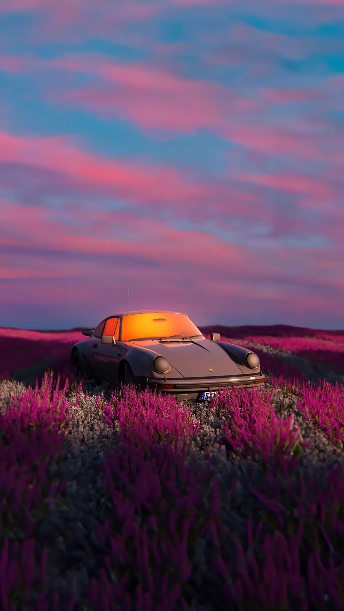 Porsche Car At Sunset