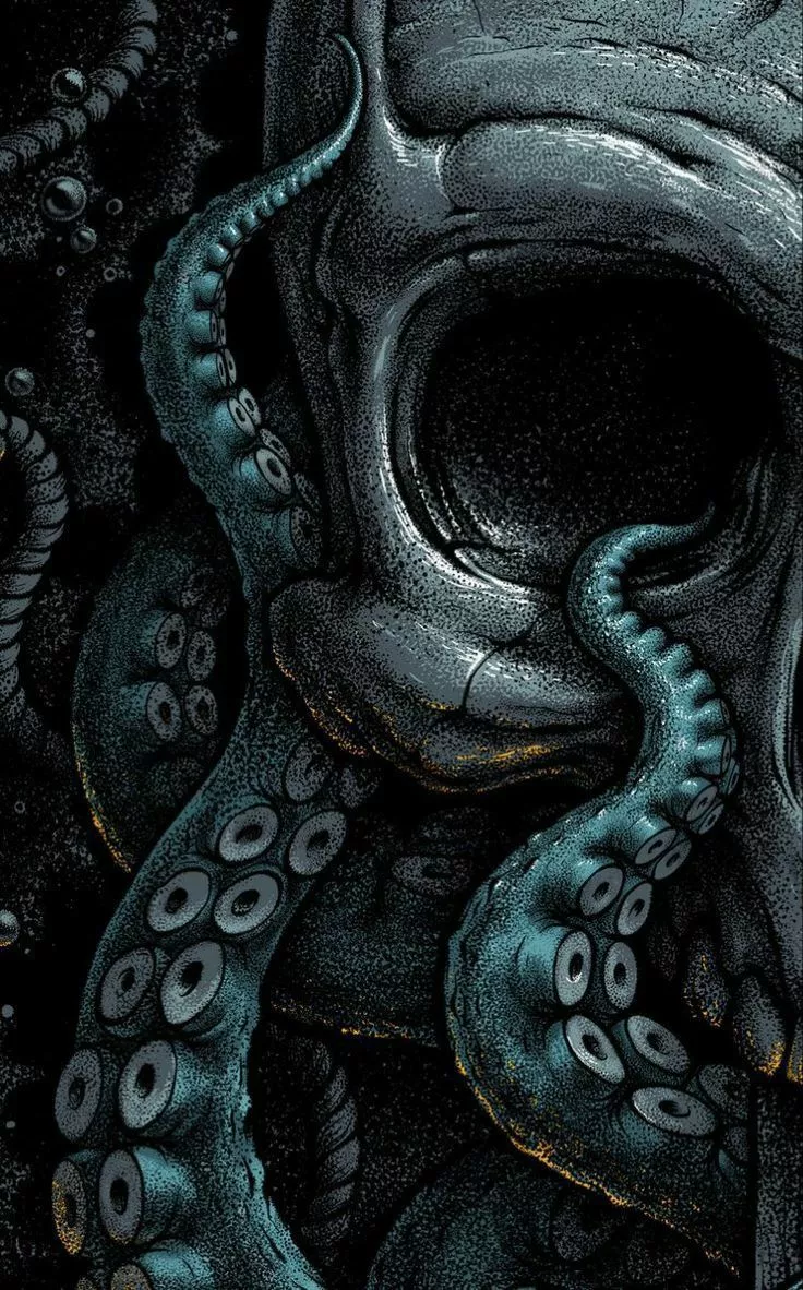 Cthulhu and Kraken Art: Dark