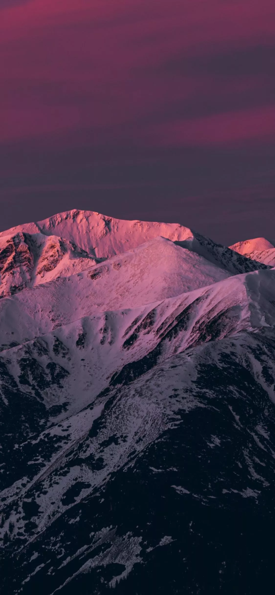 Mountains Wallpaper 4K, Pink sky