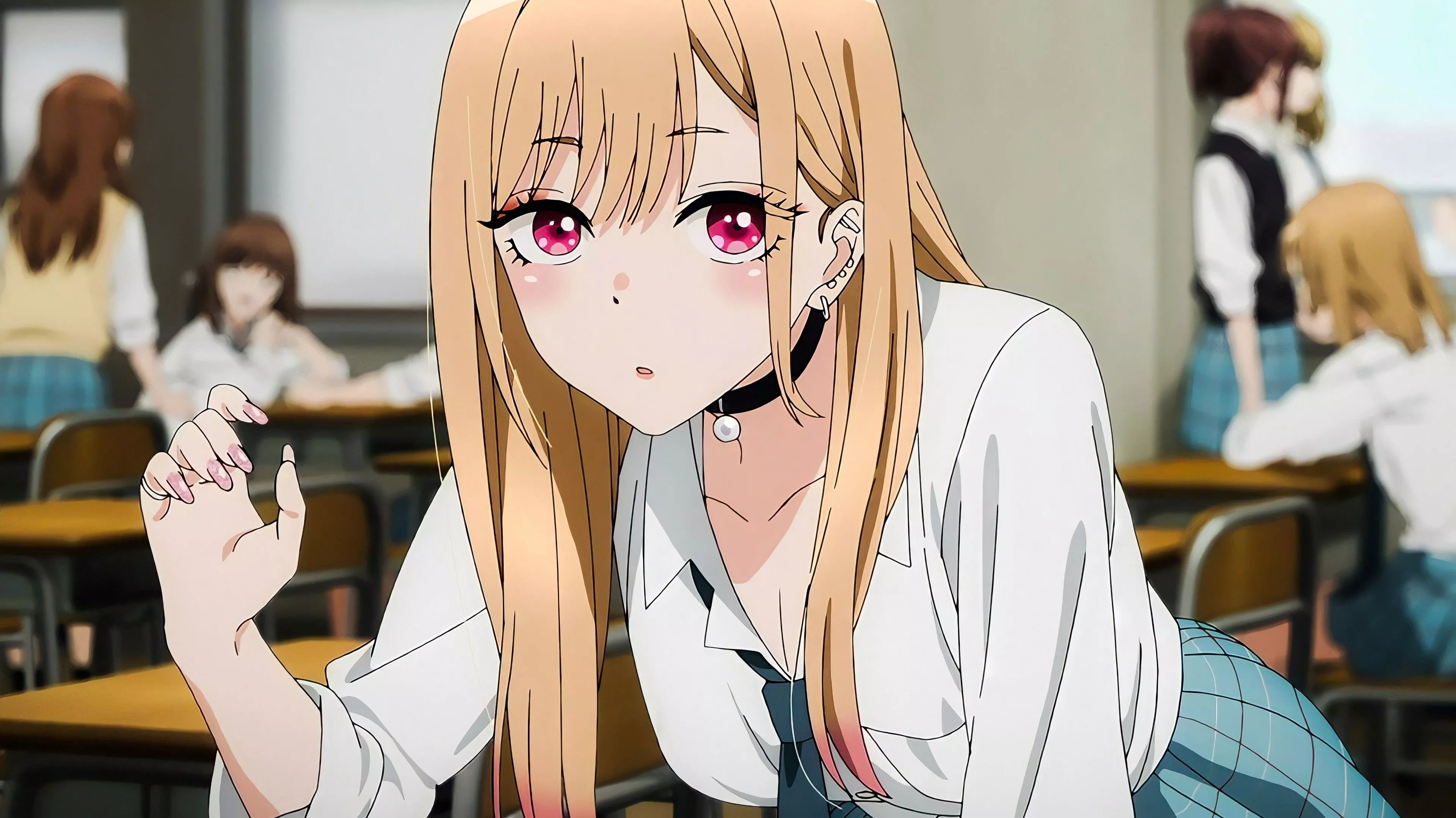 Pink Eyes Anime Girl Marin Kitagawa 4K