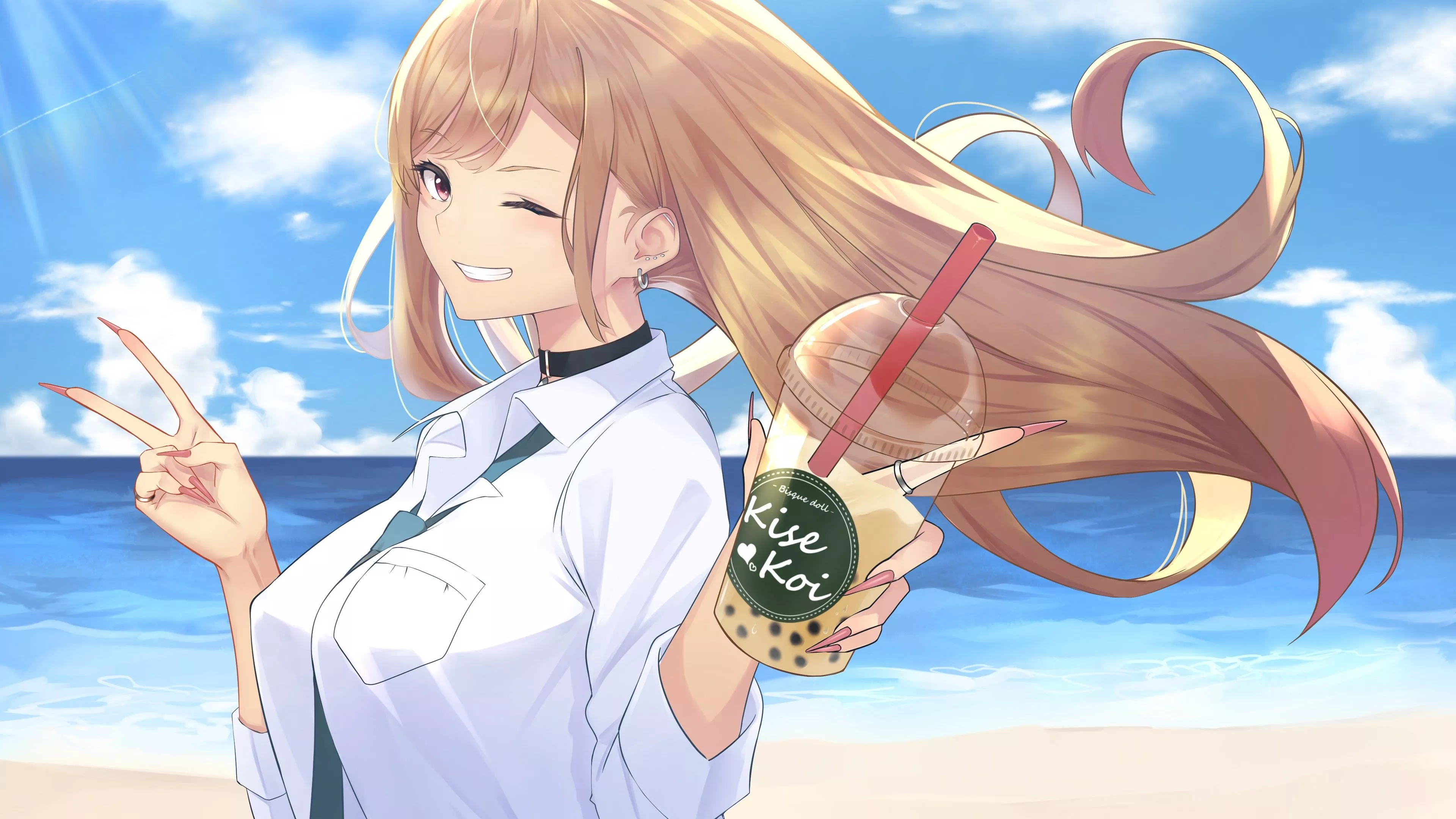 Beach Blue Sky Background 4K HD