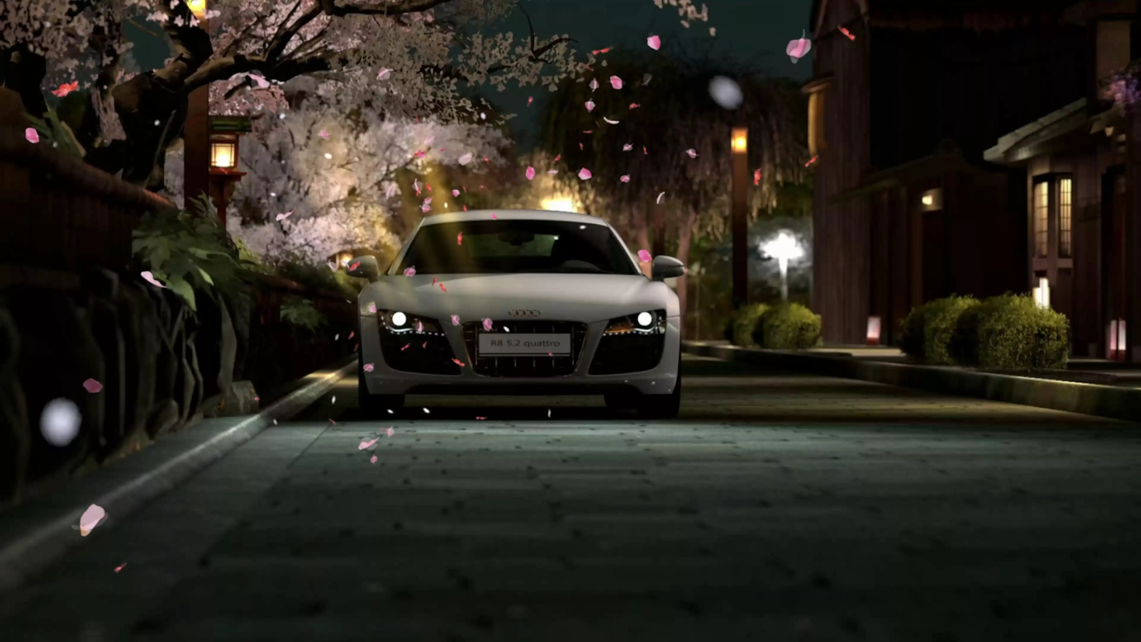 Audi R8 Parked at Night Live Wallpaper