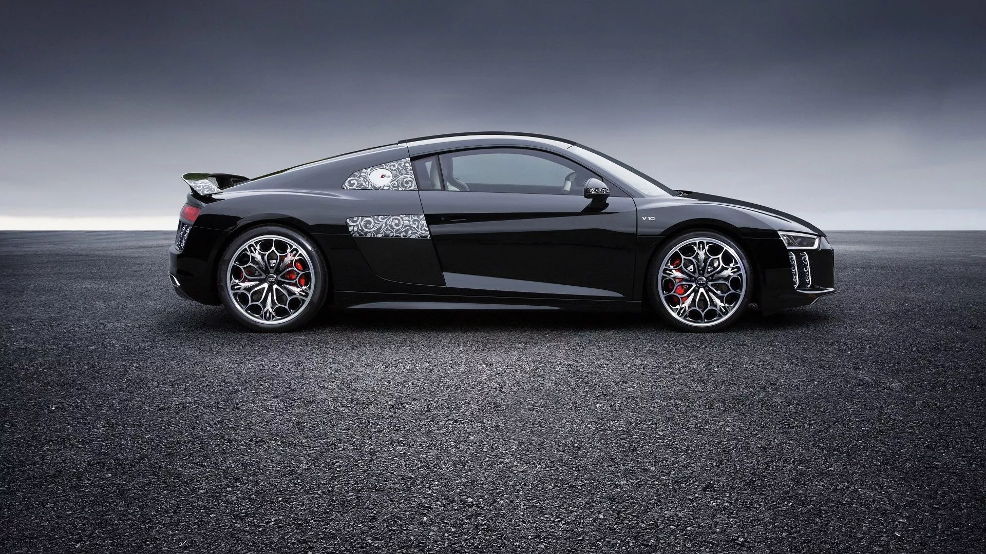 Stylish black car Audi R8 V10 Desktop