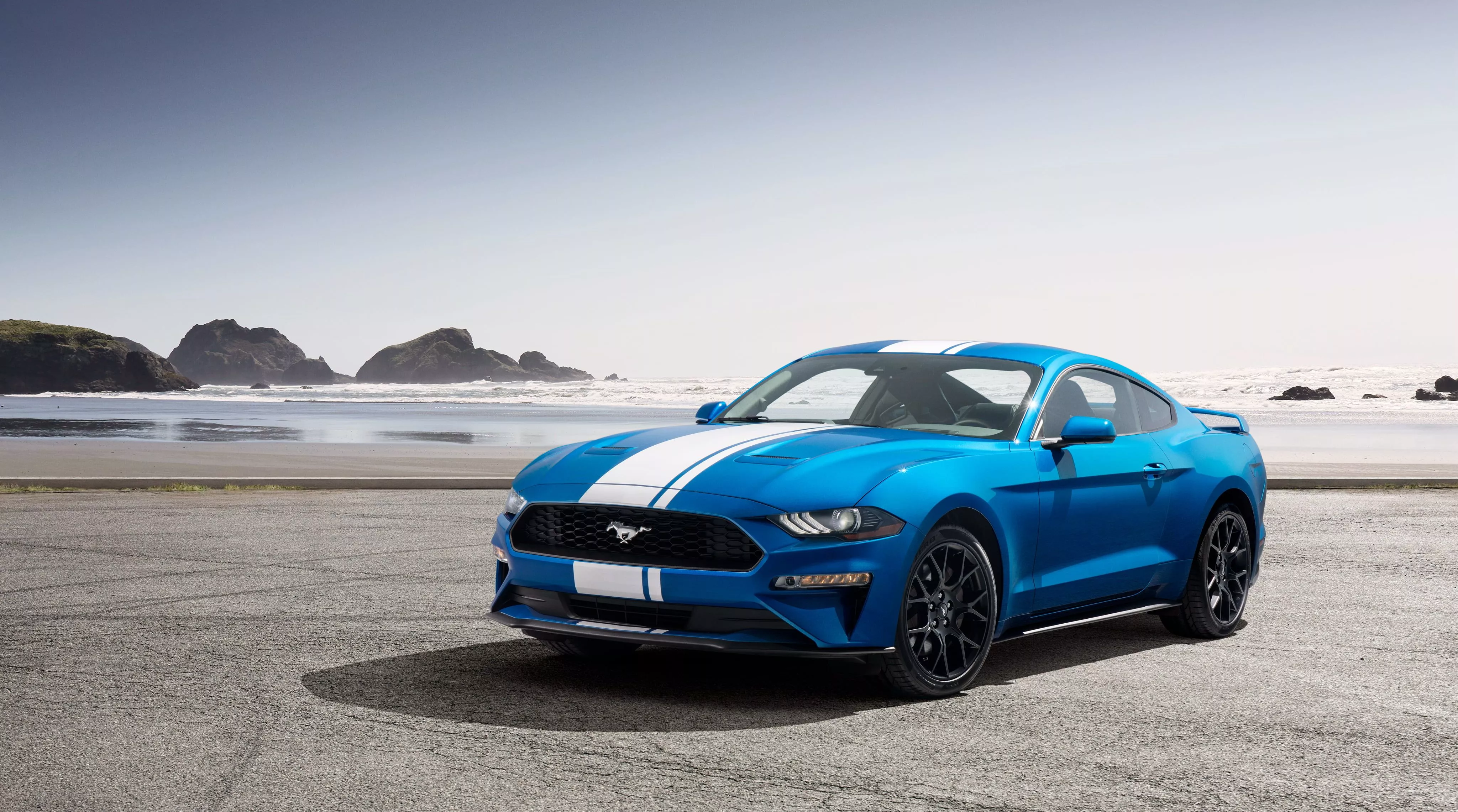 Blue Ford Mustang coupe HD wallpaper