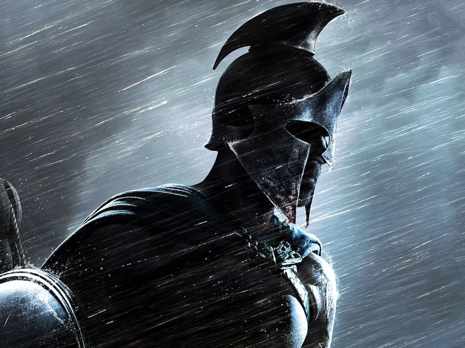 Spartan Warrior in the Rain: HD