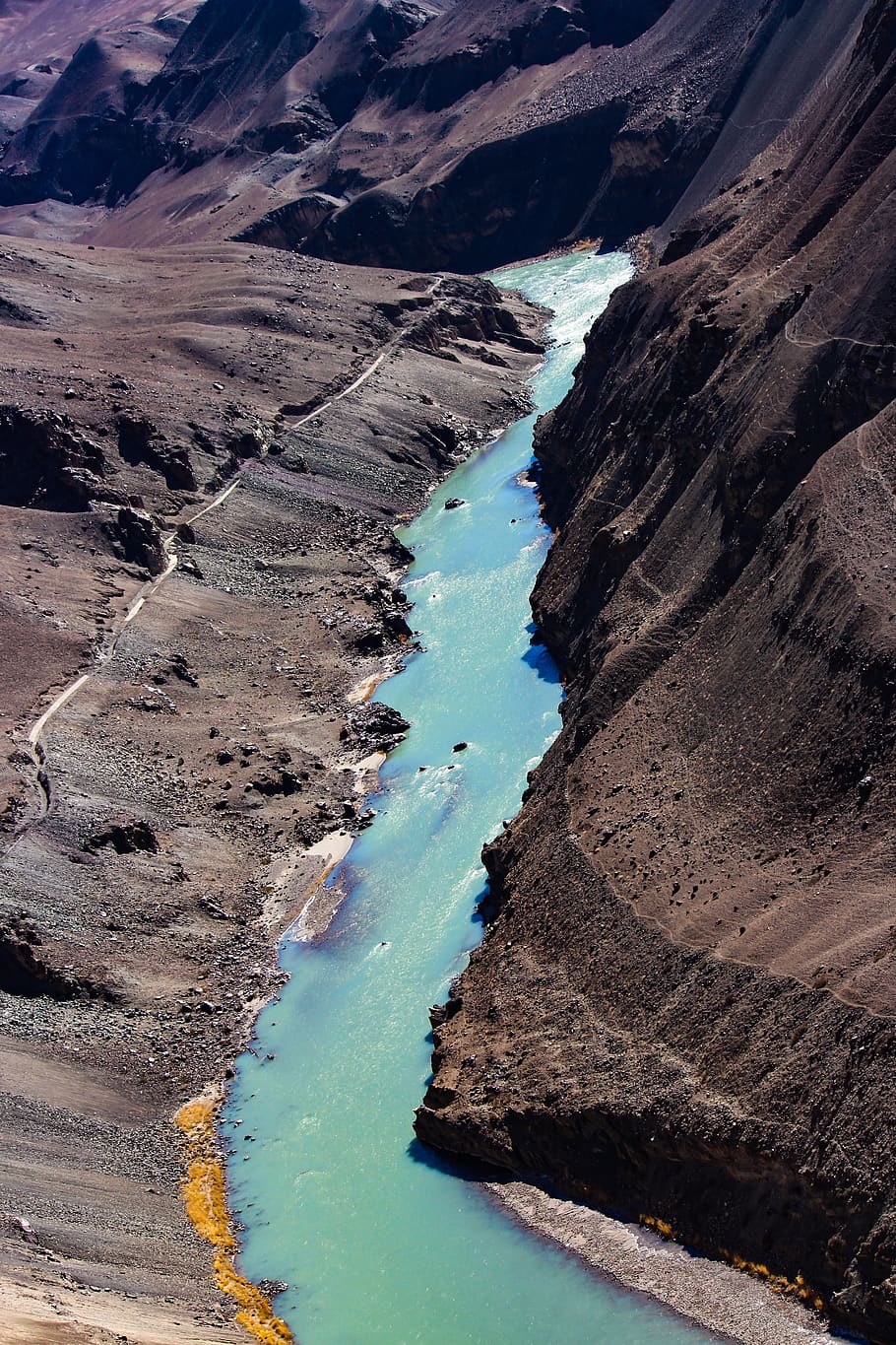 river, valley, leh, ladakh, landscape