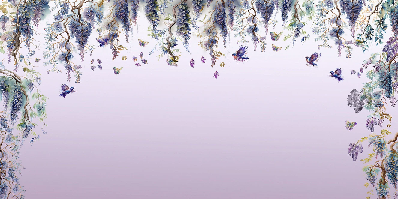 Lavender and Purple Mural Wallpaper