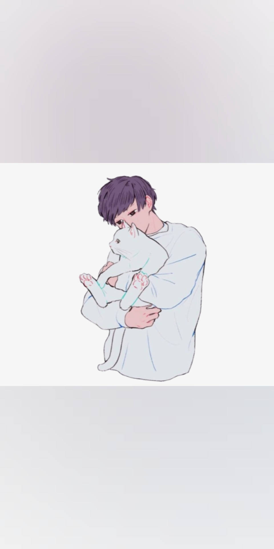 Aesthetic Anime Boy White Cat Wallpaper