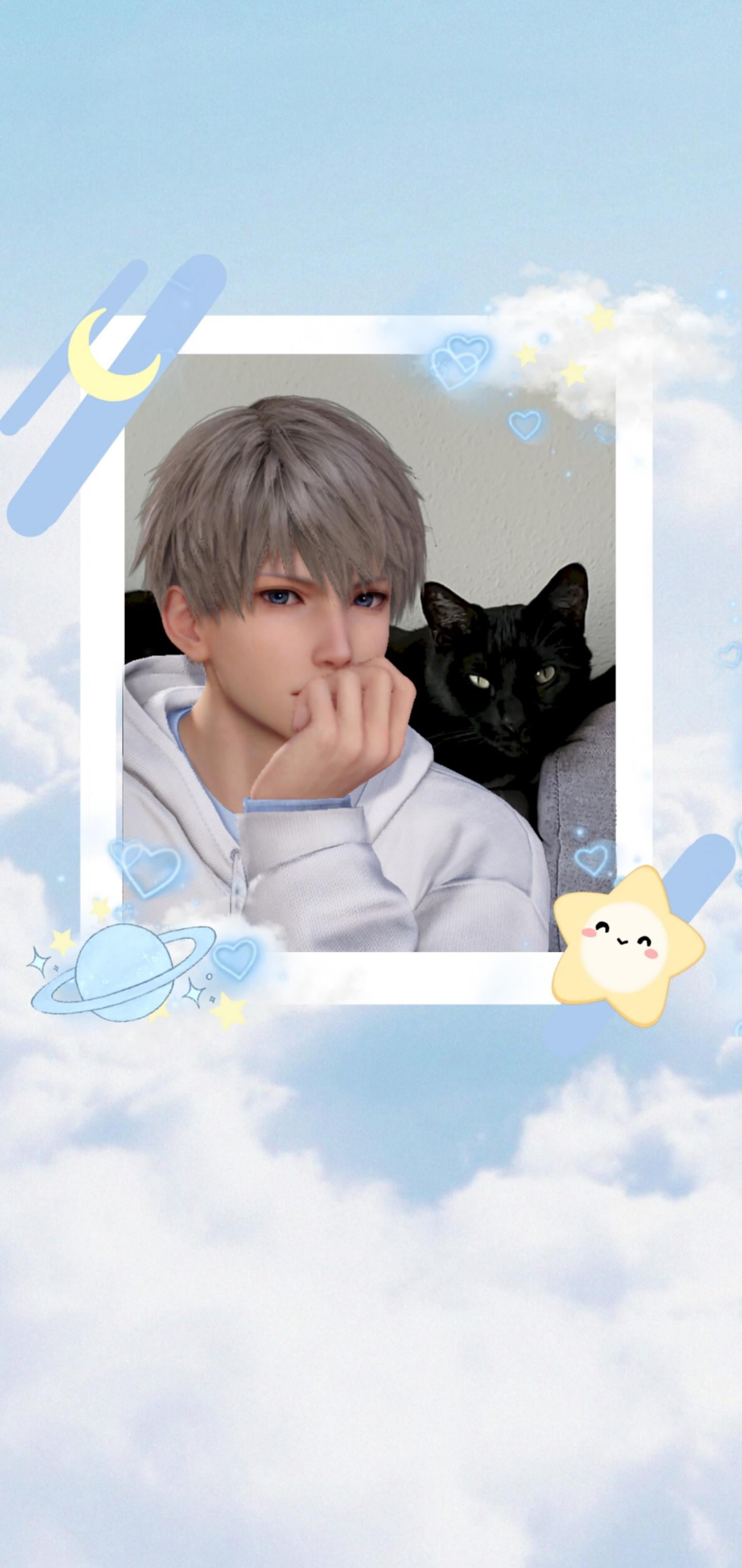 Has anyone else made wallpaper of them yet? This is Xavier with my cat. I also included the star from his sword tassel