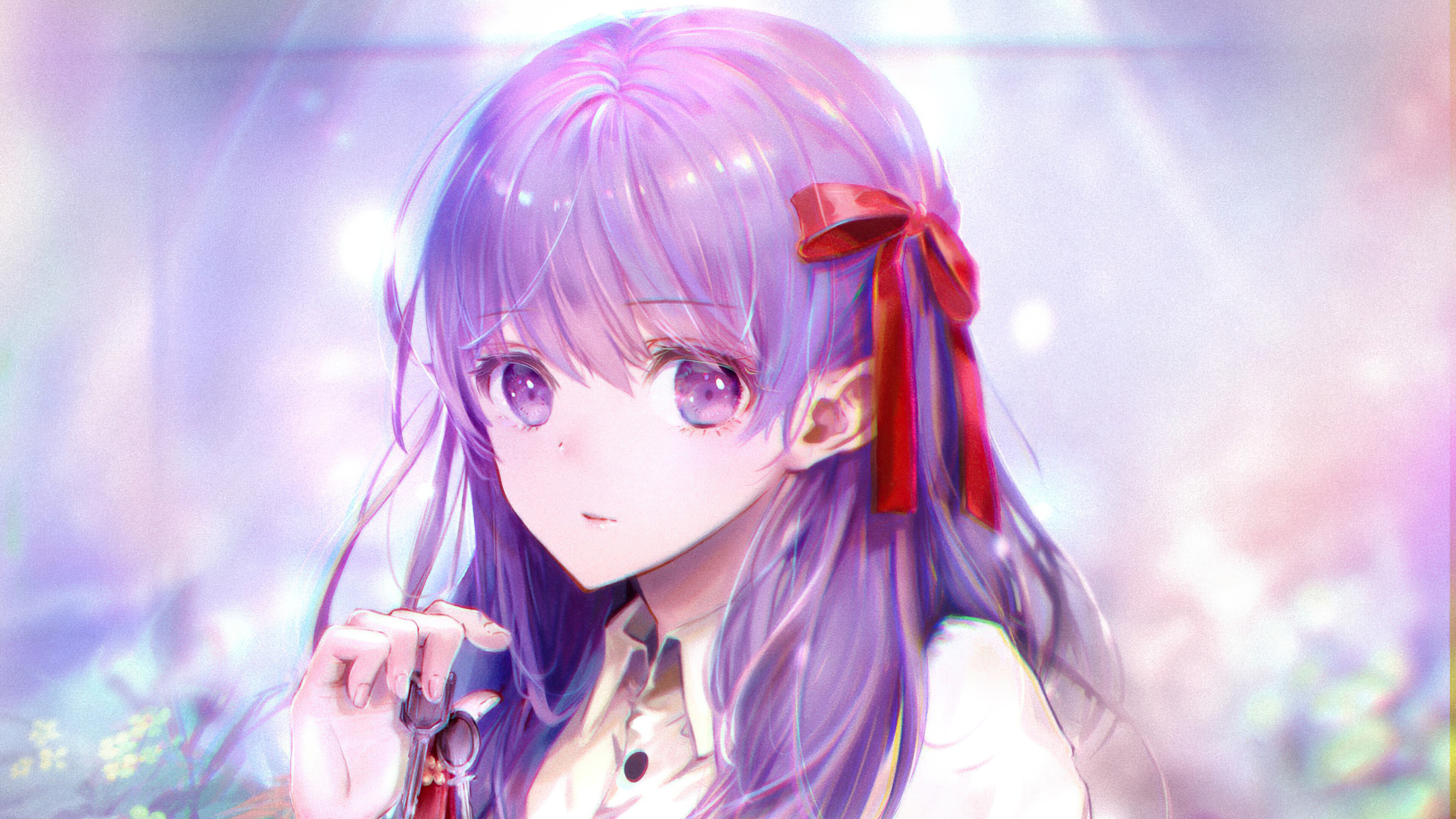 Anime Girl Purple Hair Wallpaper