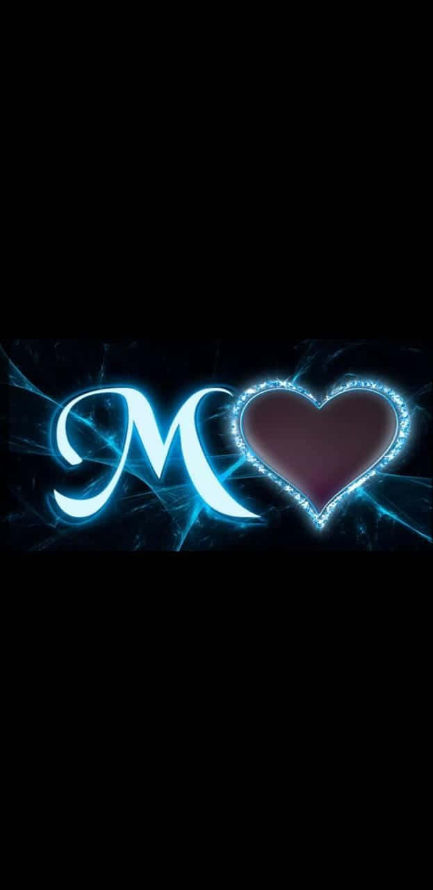 A Blue Heart With The Word M On It