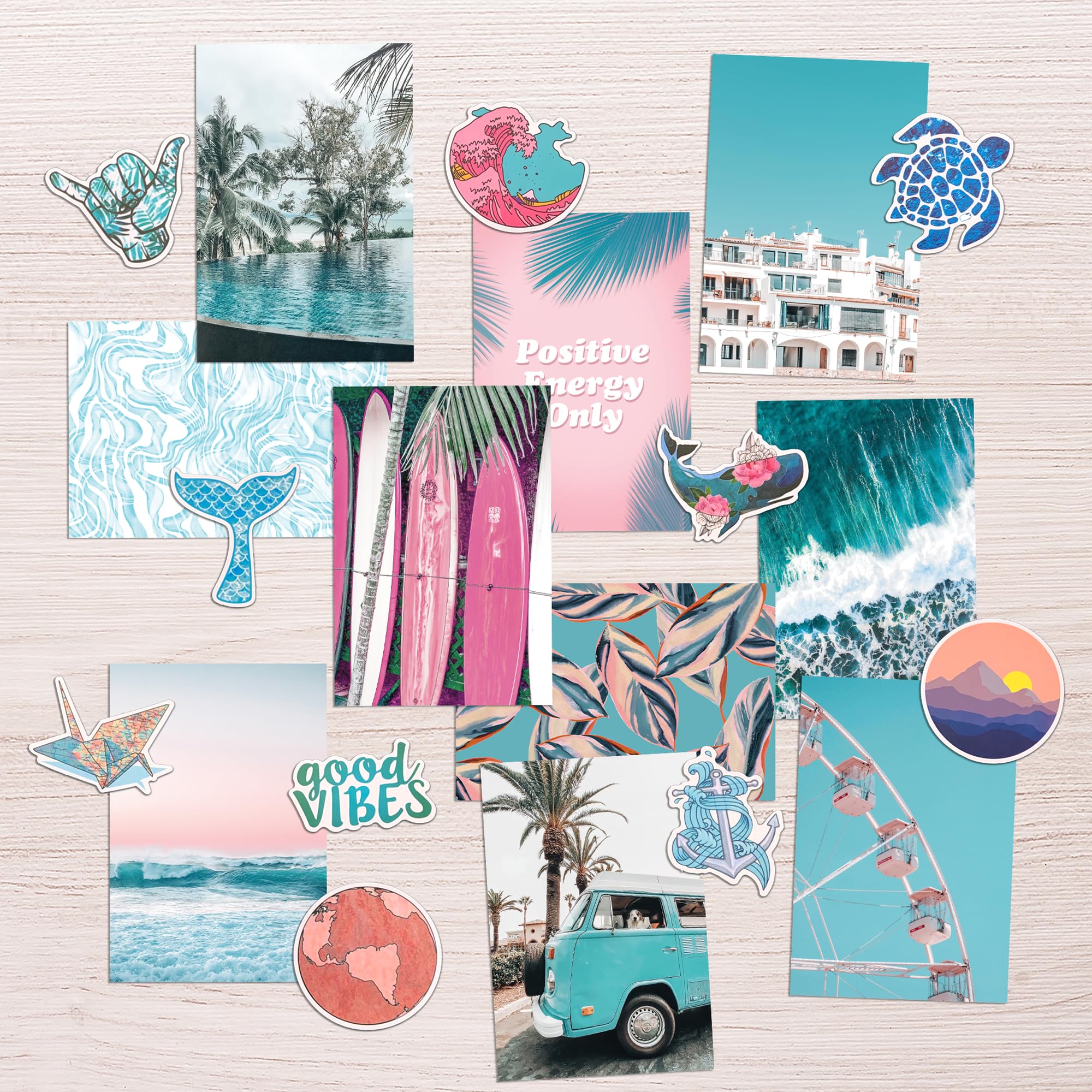 Blue Aesthetic Wall Collage Kit, 100