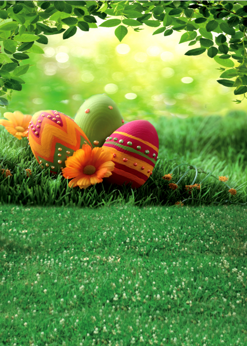 April spring backdrop Easter eggs photo