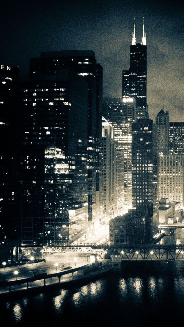 Chicago at Night Wallpaper Free