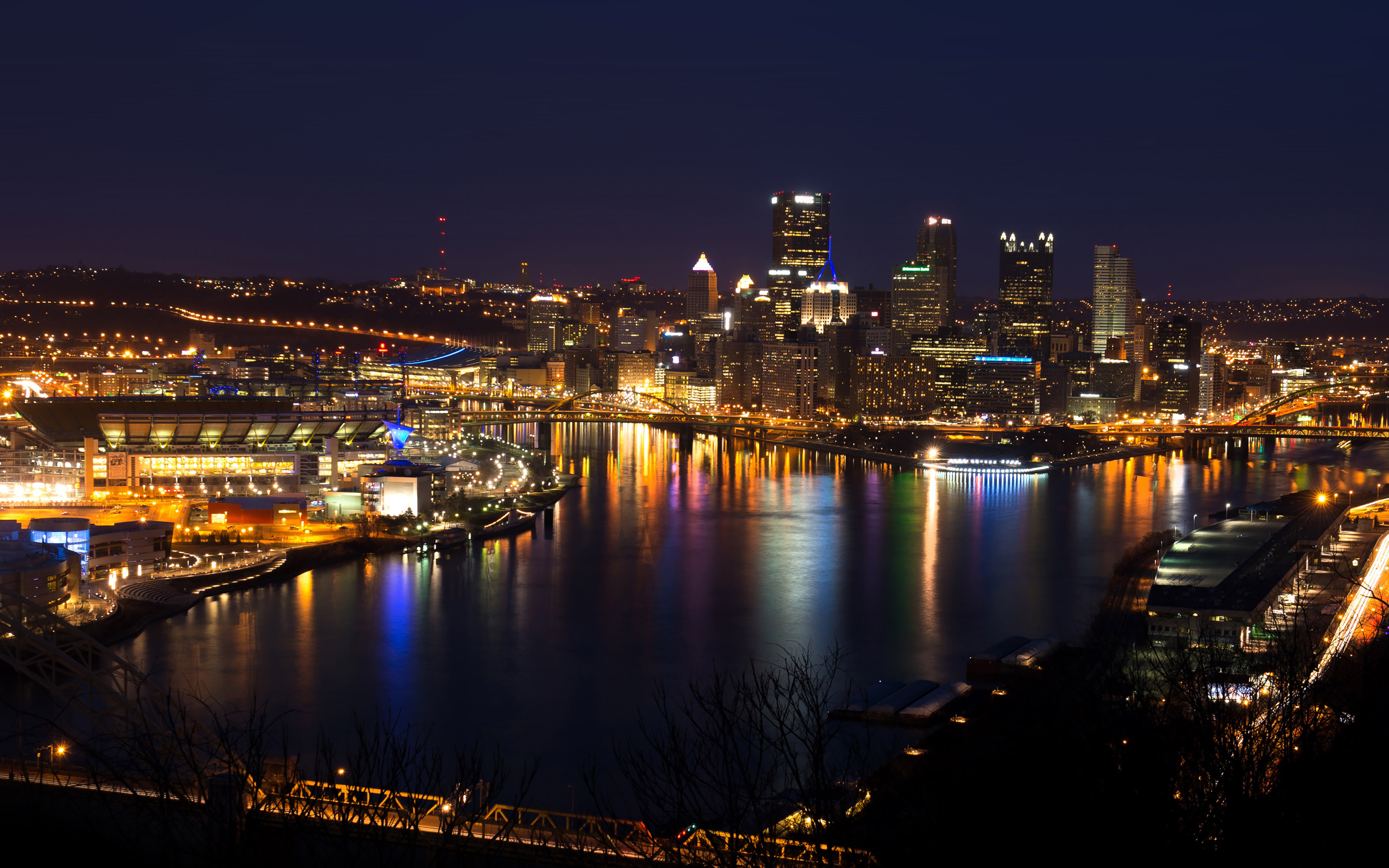 Pittsburgh Skyline Night Cityview