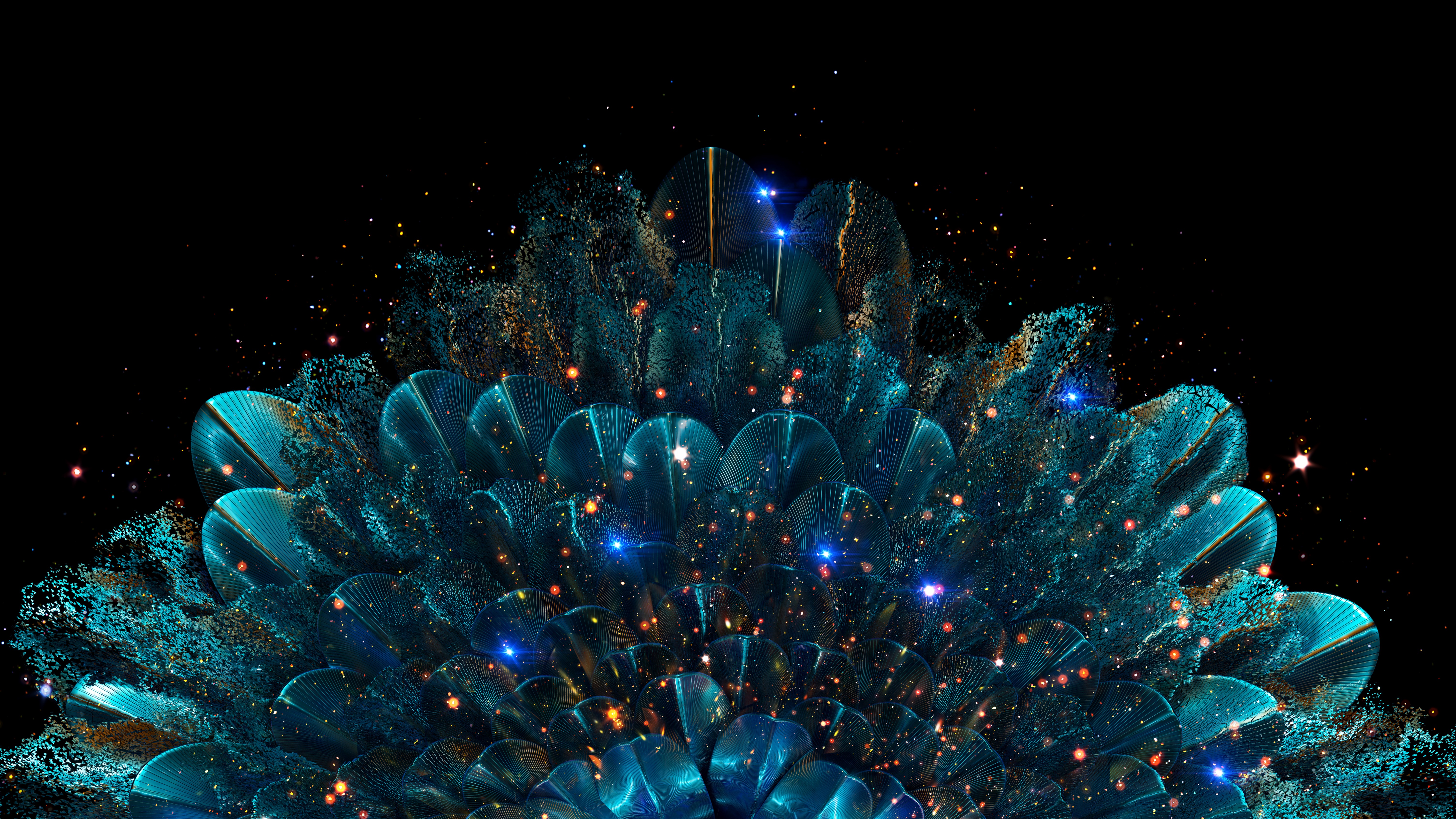 Peacock feathers Wallpaper 4K, Glitter