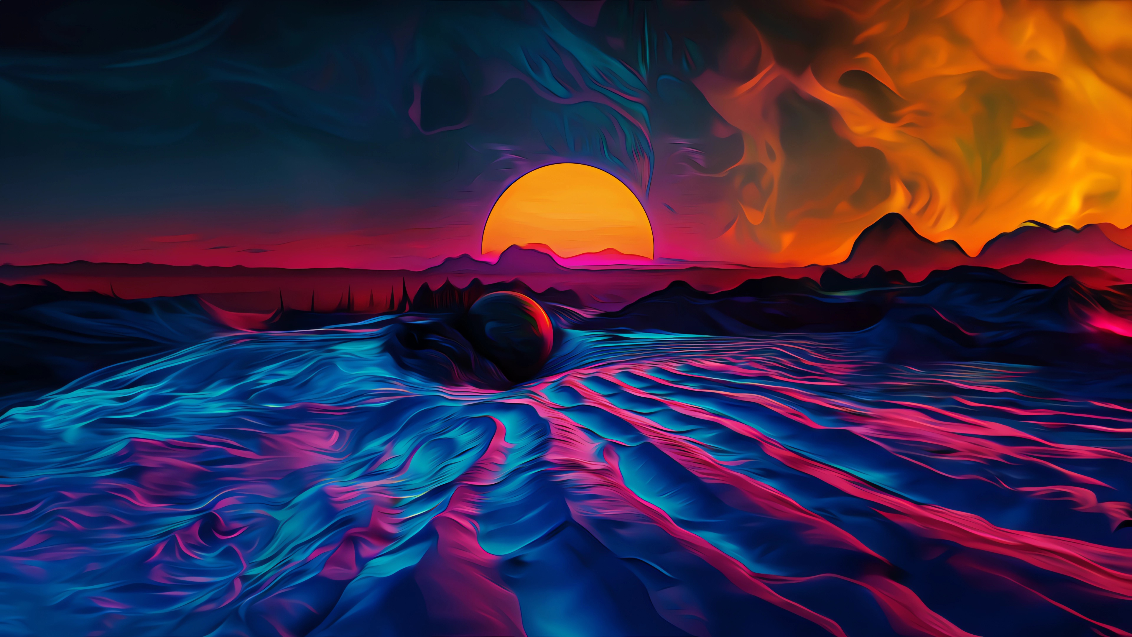 Psychedelic Sunset Seascape 4K