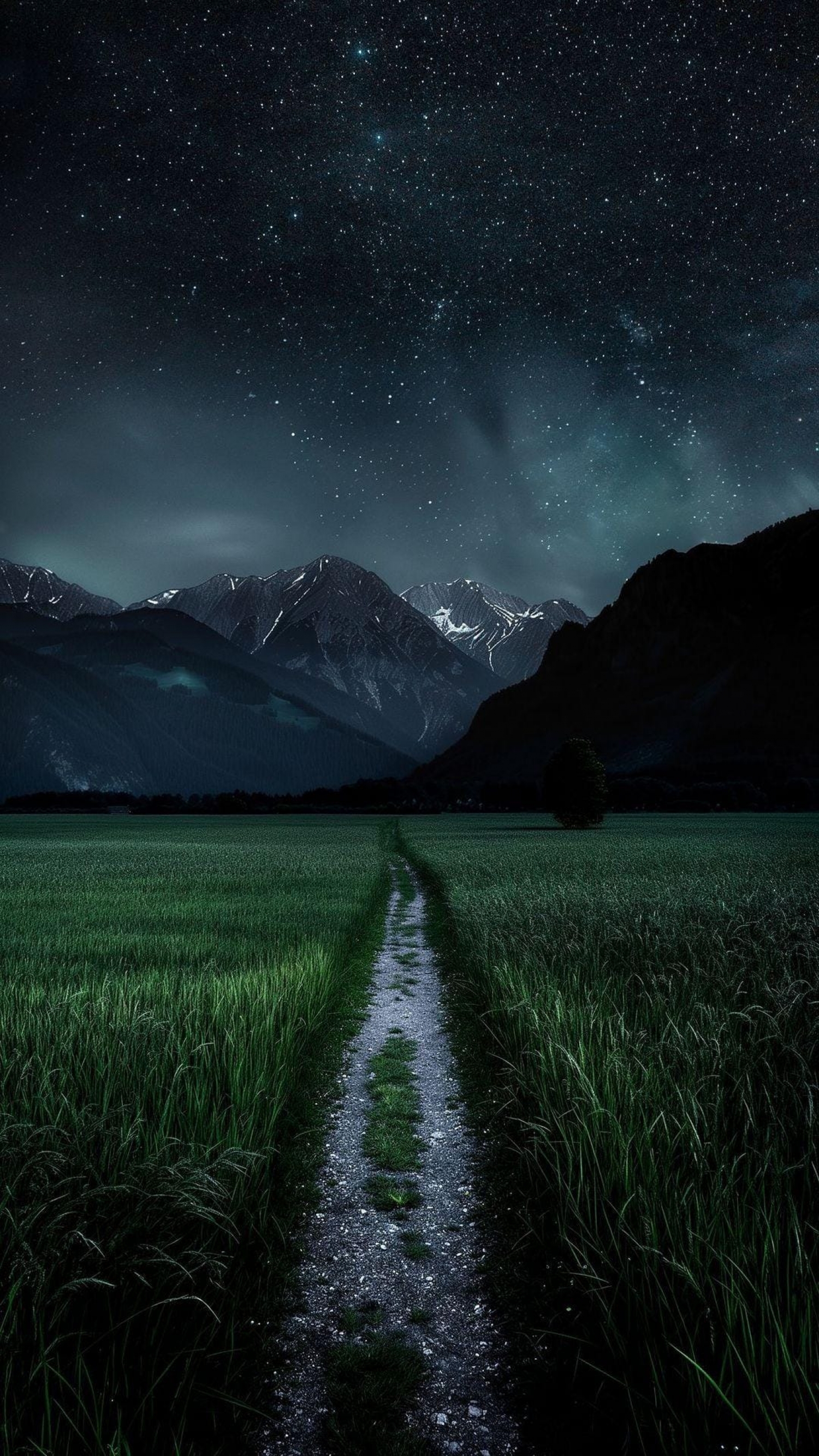 Night Stars Mountains Landscape