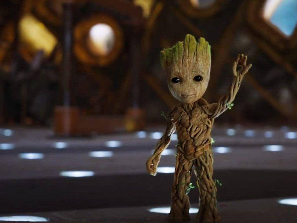 Download Baby Groot Waving Wallpaper