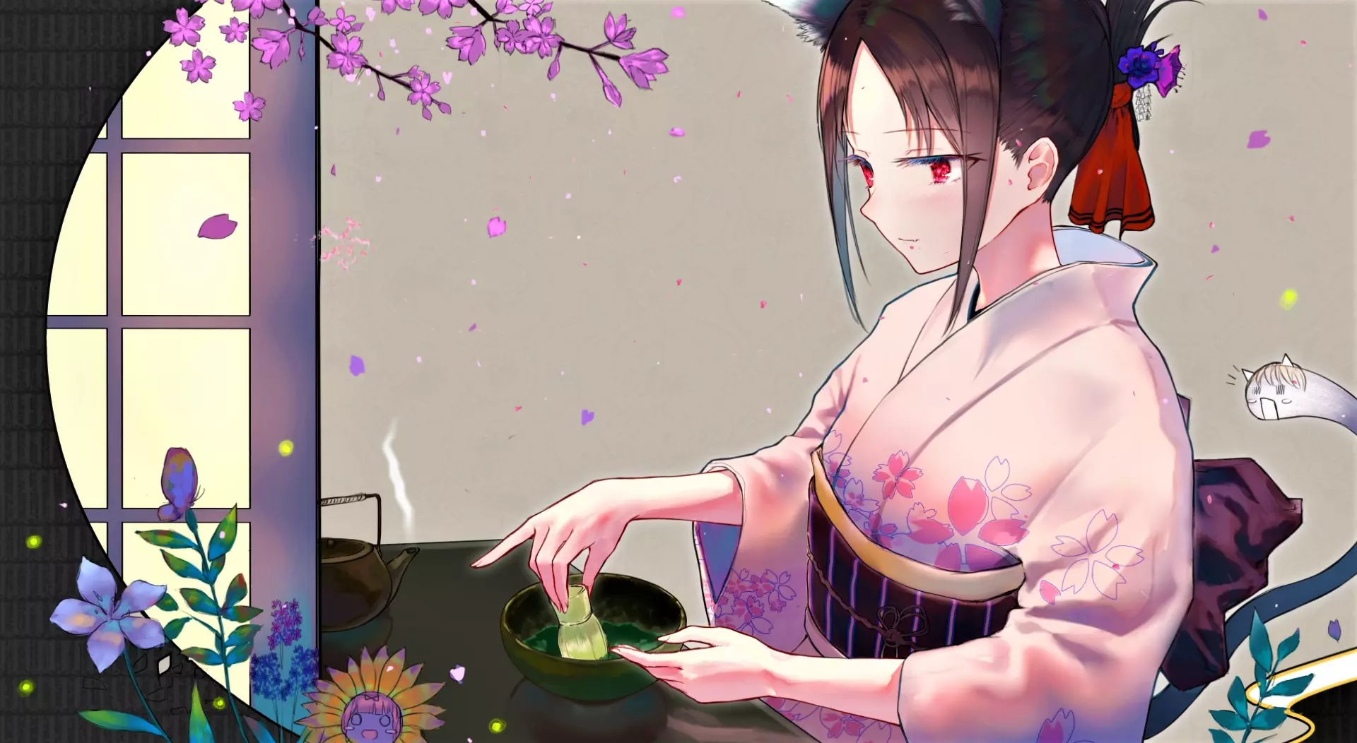 Live wallpaper Kaguya sama in Yukata